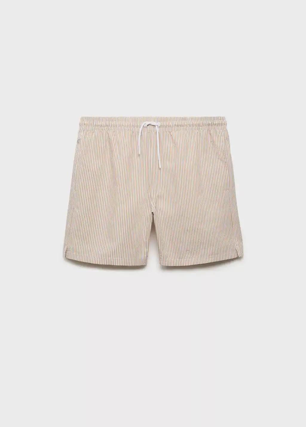 Beige Seersucker Swimming Trunks, , large image number 3