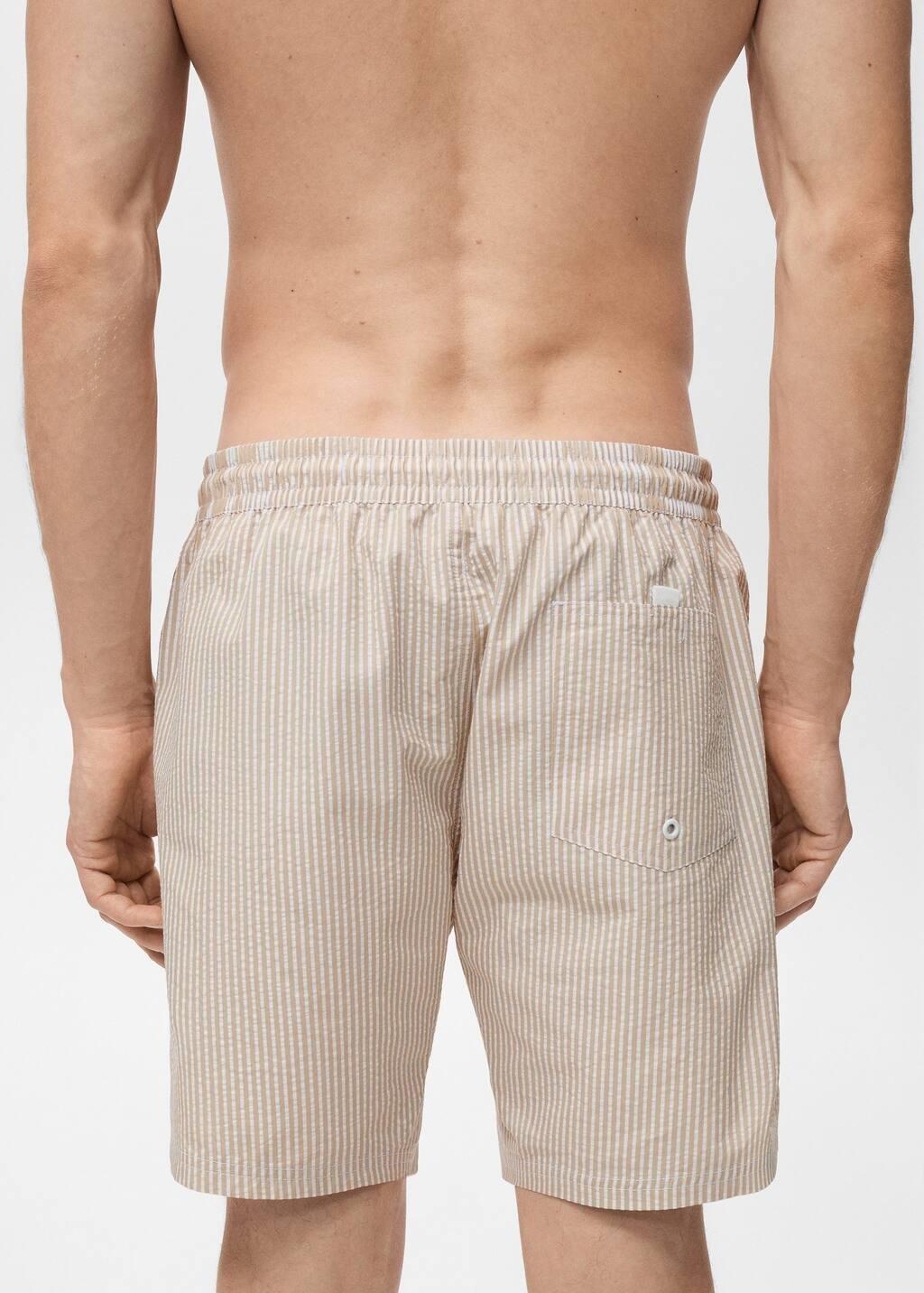 Beige Seersucker Swimming Trunks, , large image number 5