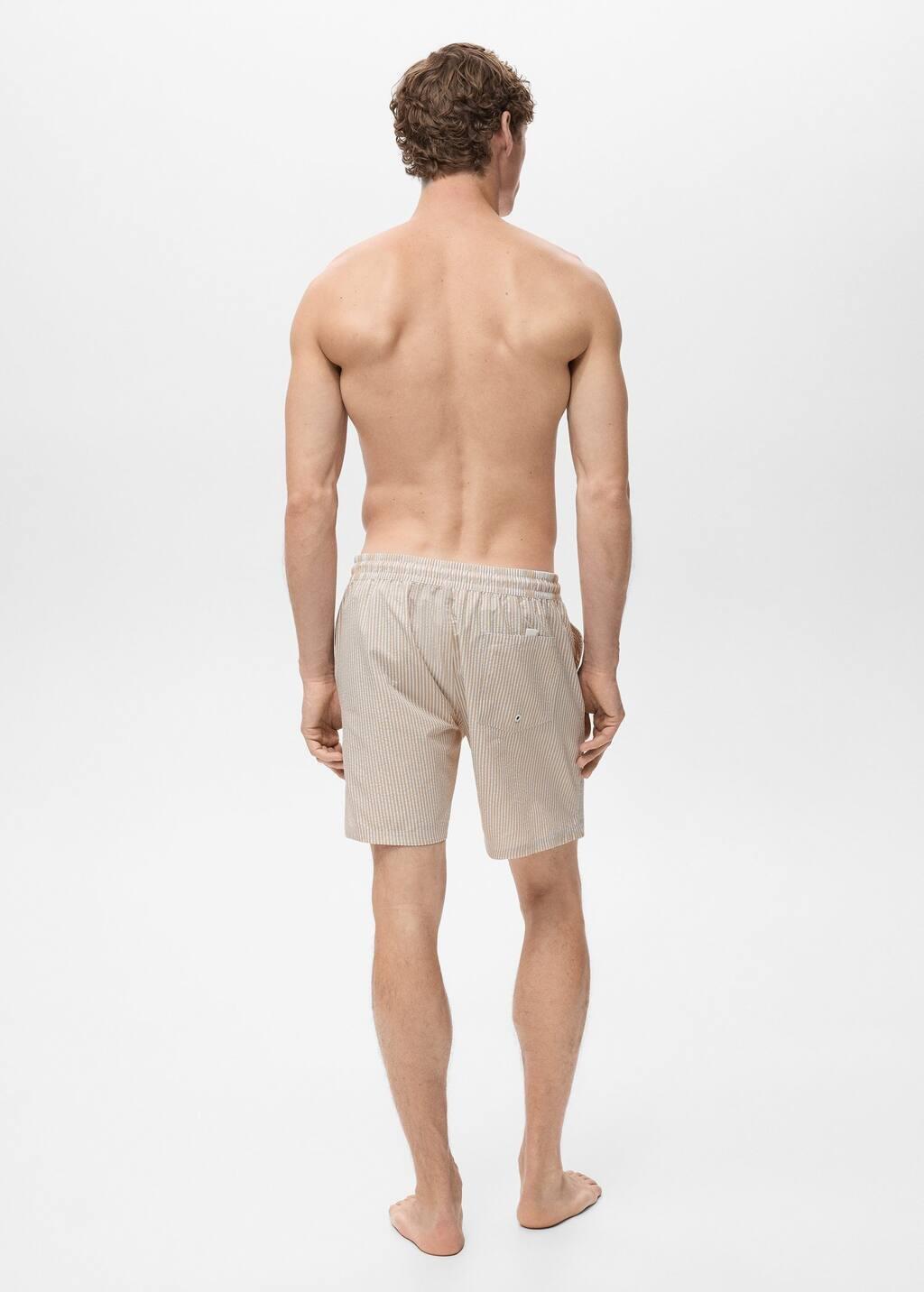 Beige Seersucker Swimming Trunks, , large image number 7