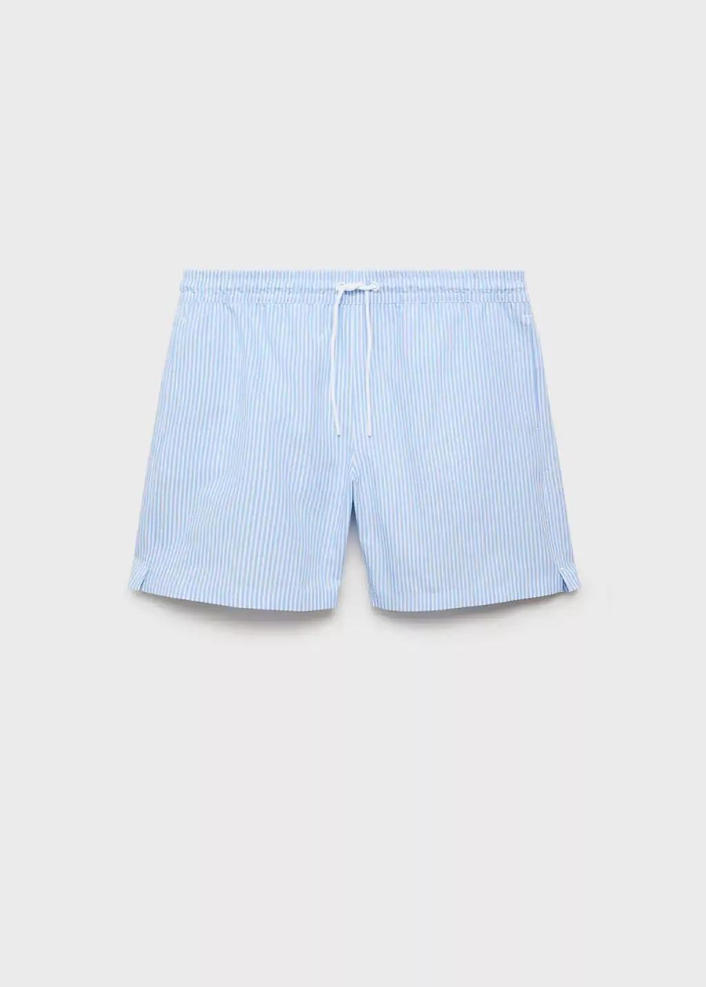 Blue Seersucker Swimming Trunks, , large image number 3