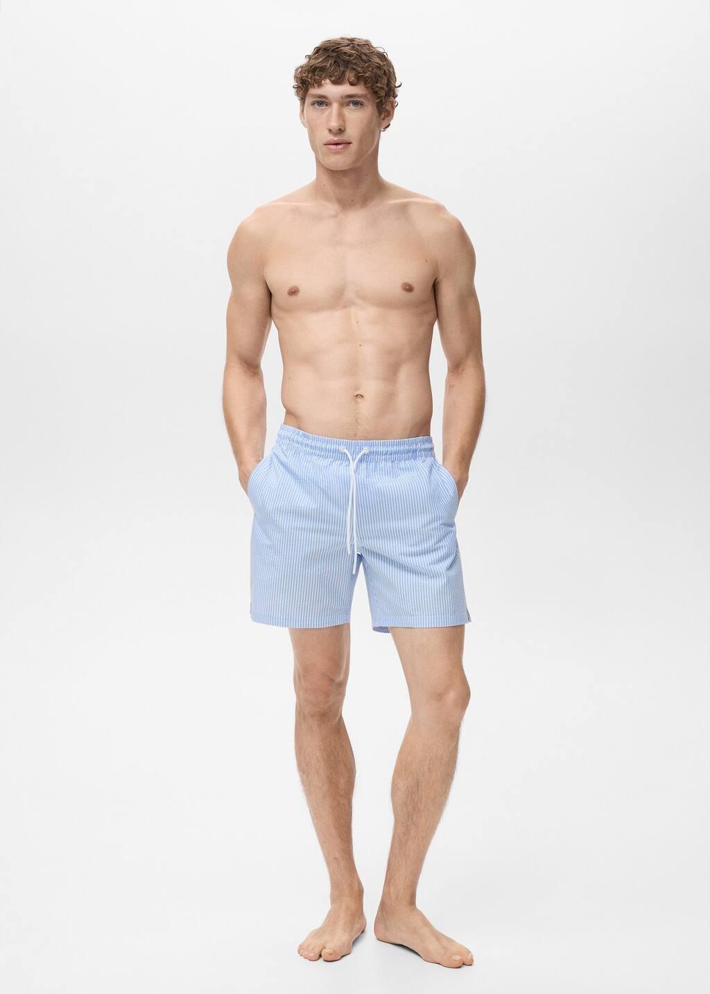 Blue Seersucker Swimming Trunks, , large image number 4