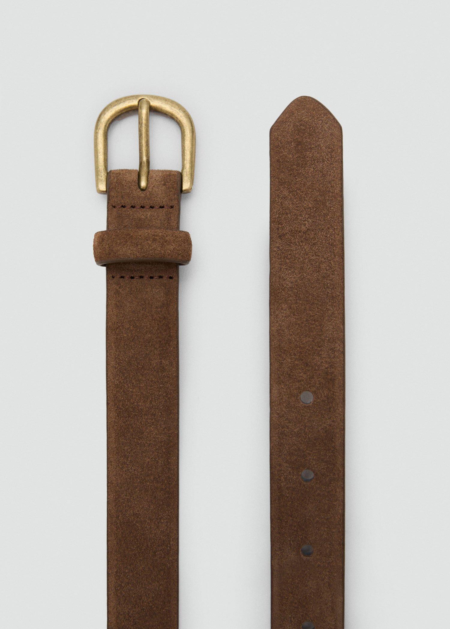 Brown Suede Leather Belt, Kids Boy, , medium