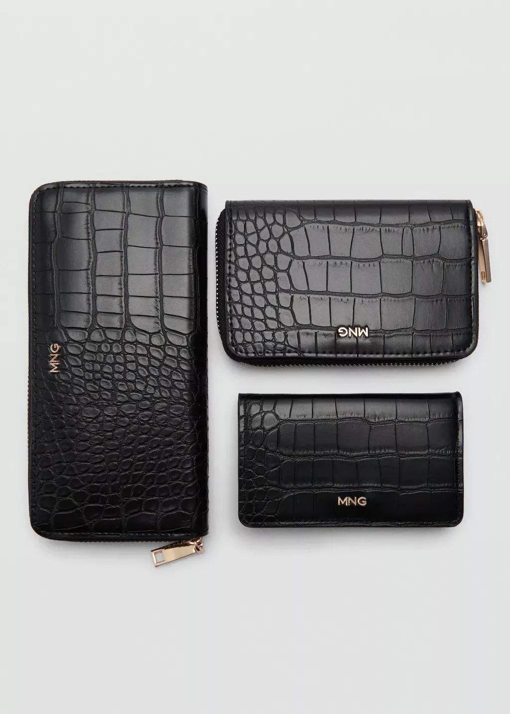 Black Crocodile-Effect Purse, 0201_99, large image number 7
