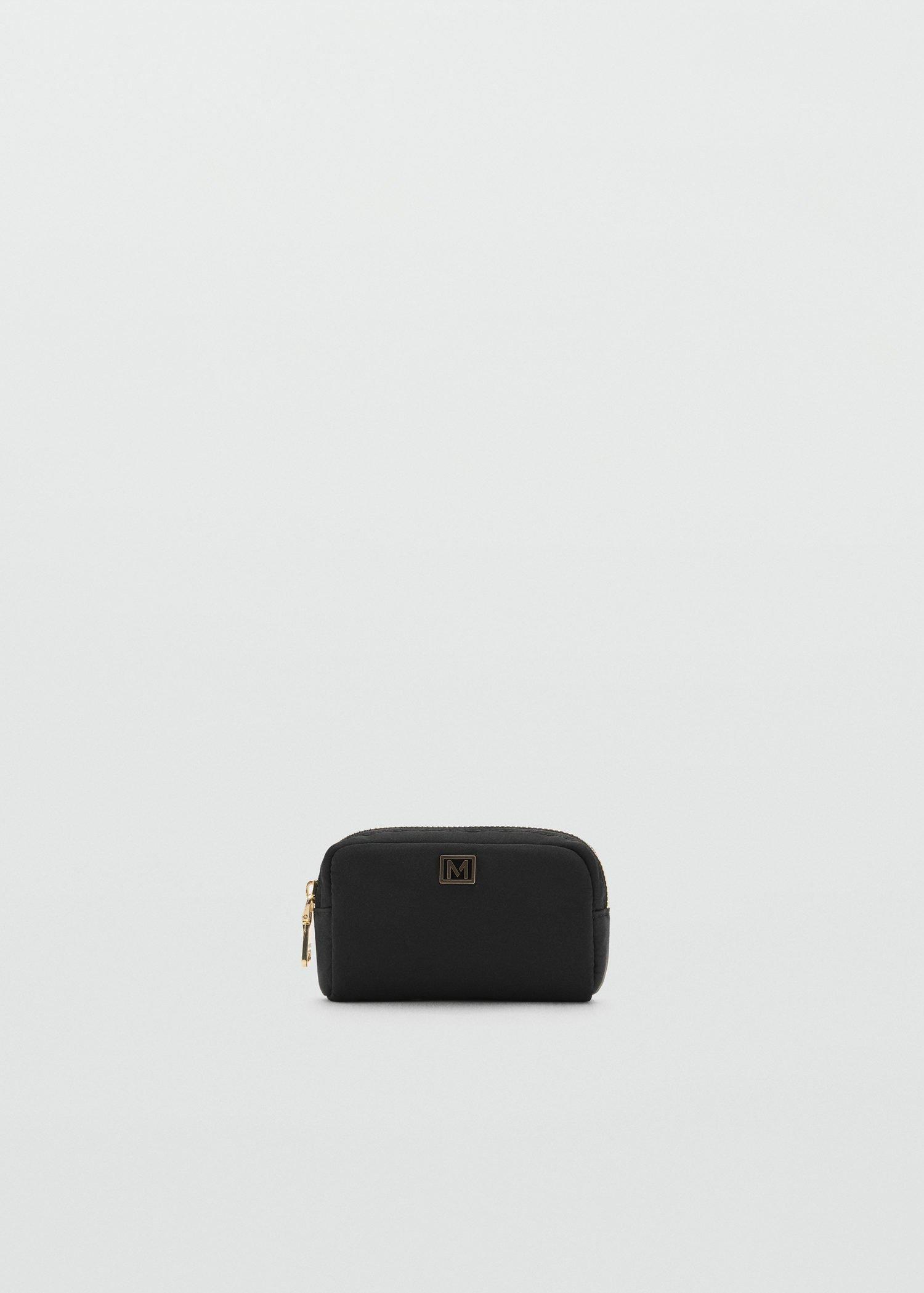 Black Zipped Nylon Cosmetics Bag, Black, large image number 6