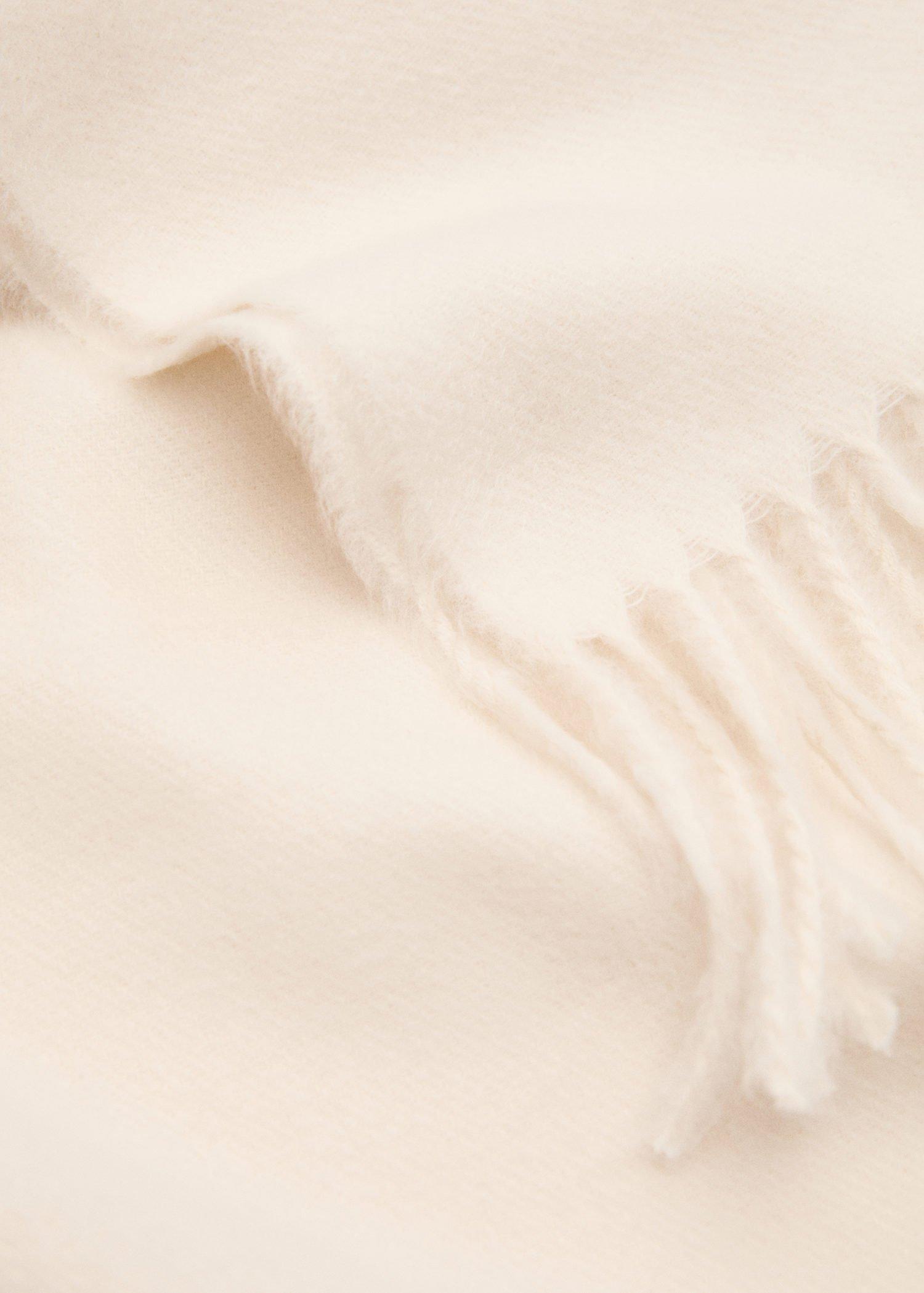Cream Fringed Edge Scarf, Light Beige, large image number 0