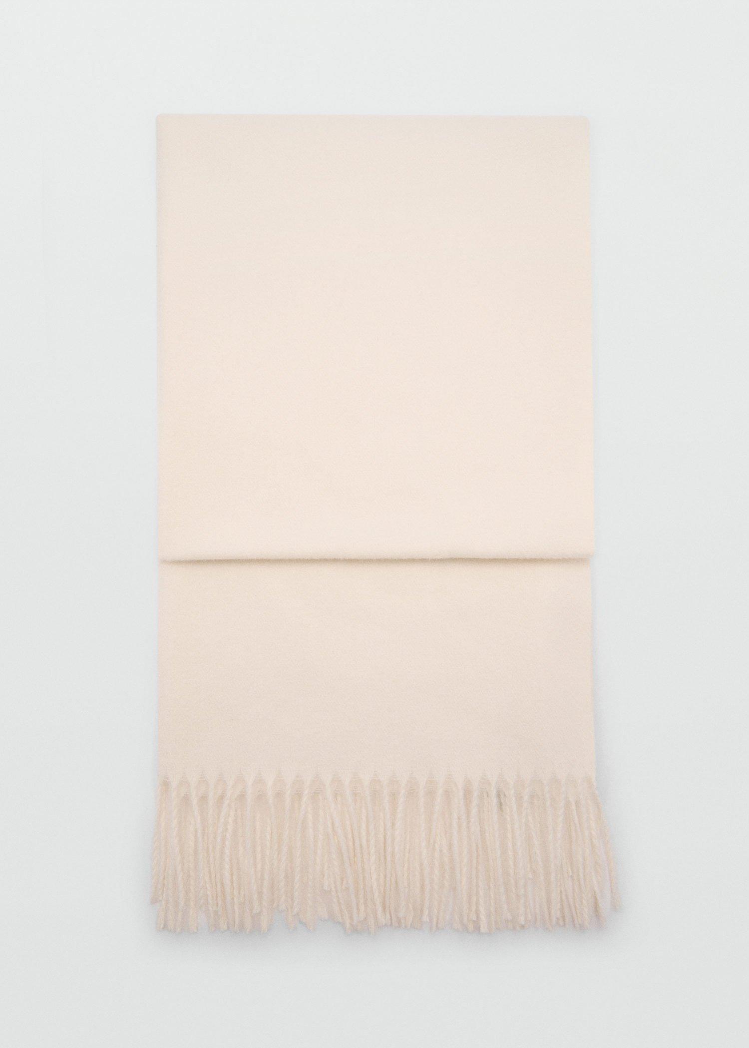 Cream Fringed Edge Scarf, 0201_05, large image number 1