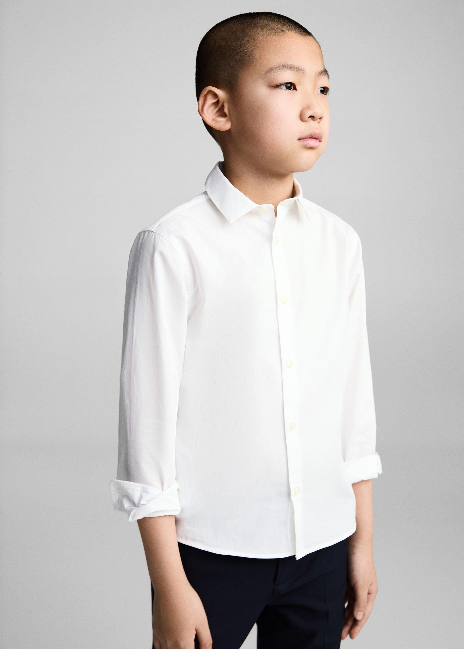 White Oxford Cotton Shirt, Kids Boy, White, large image number 4