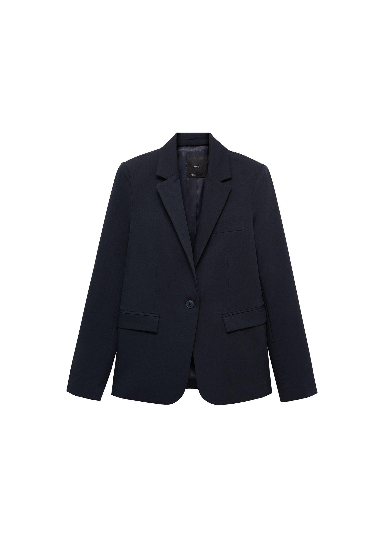Navy Fitted Suit Jacket, Navy, large image number 7