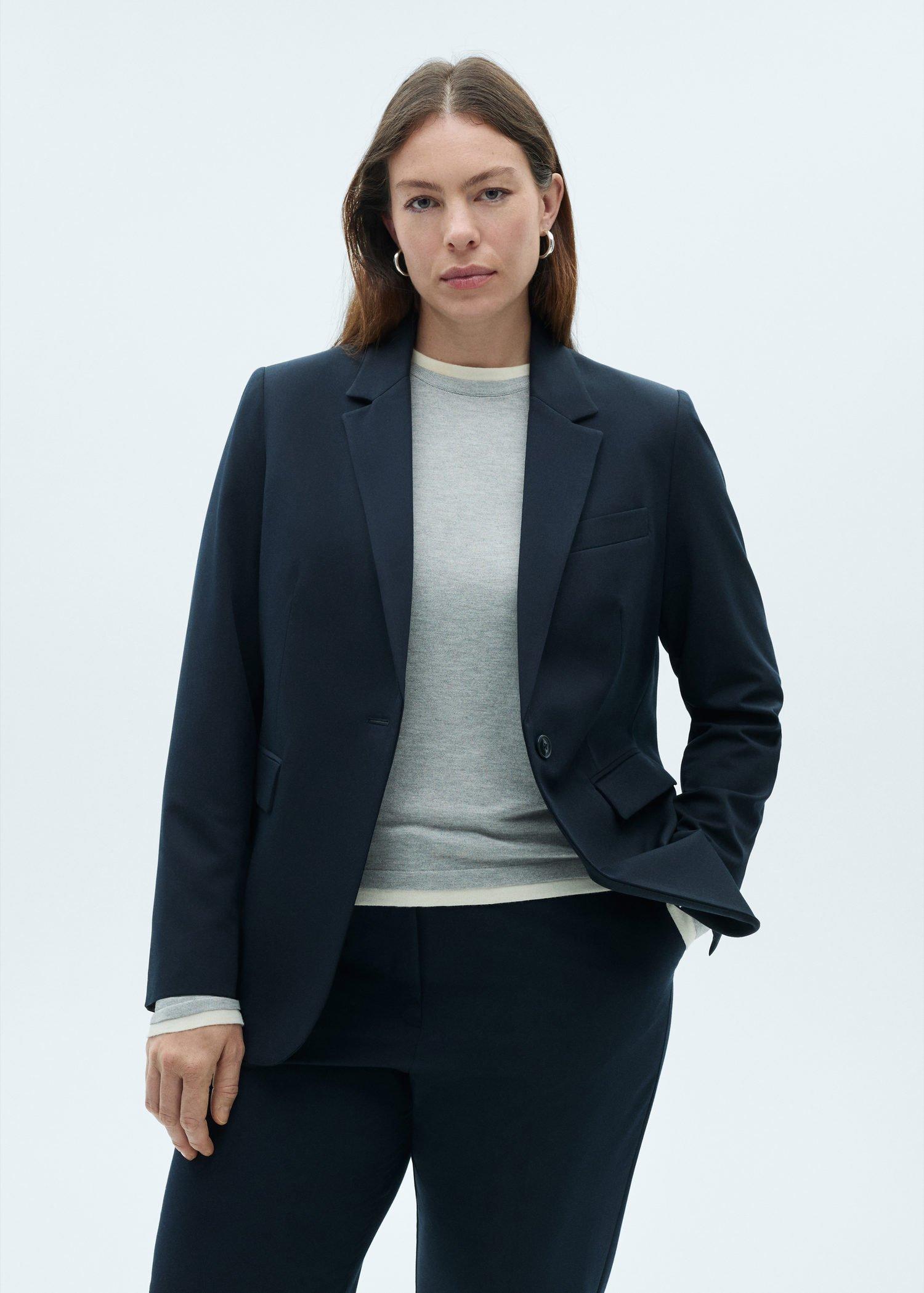 Navy Fitted Suit Jacket, Navy, large image number 9