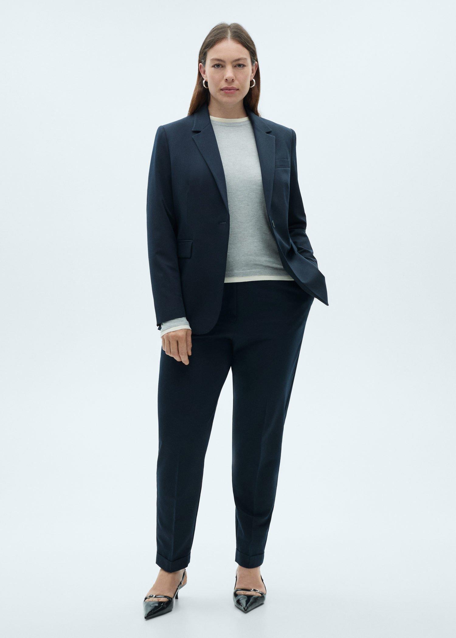 Navy Fitted Suit Jacket, Navy, large image number 10