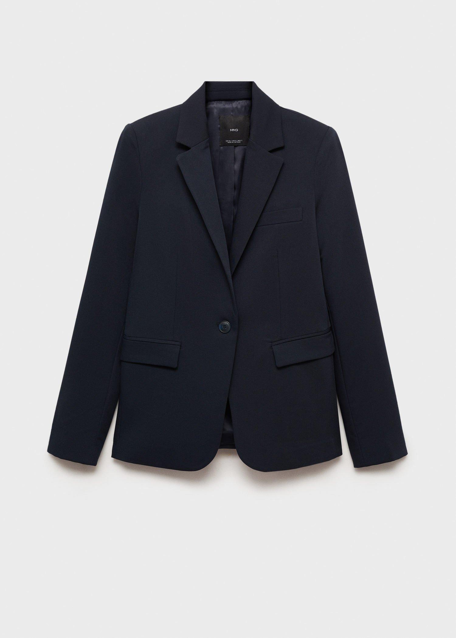 Navy Fitted Suit Jacket, Navy, large image number 11