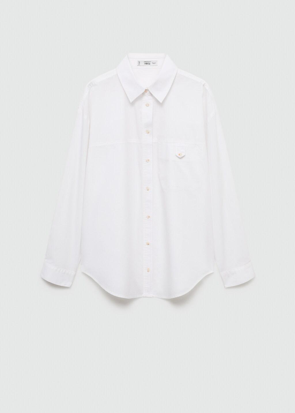 White Cotton Shirt With Decorative Button, Natural White, large image number 12