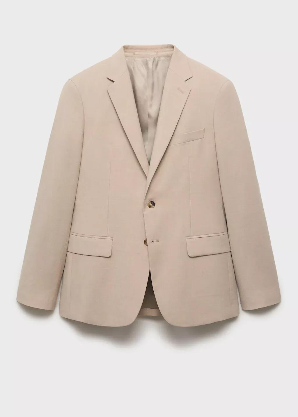 Beige Milan Slim-Fit Suit Jacket, , medium