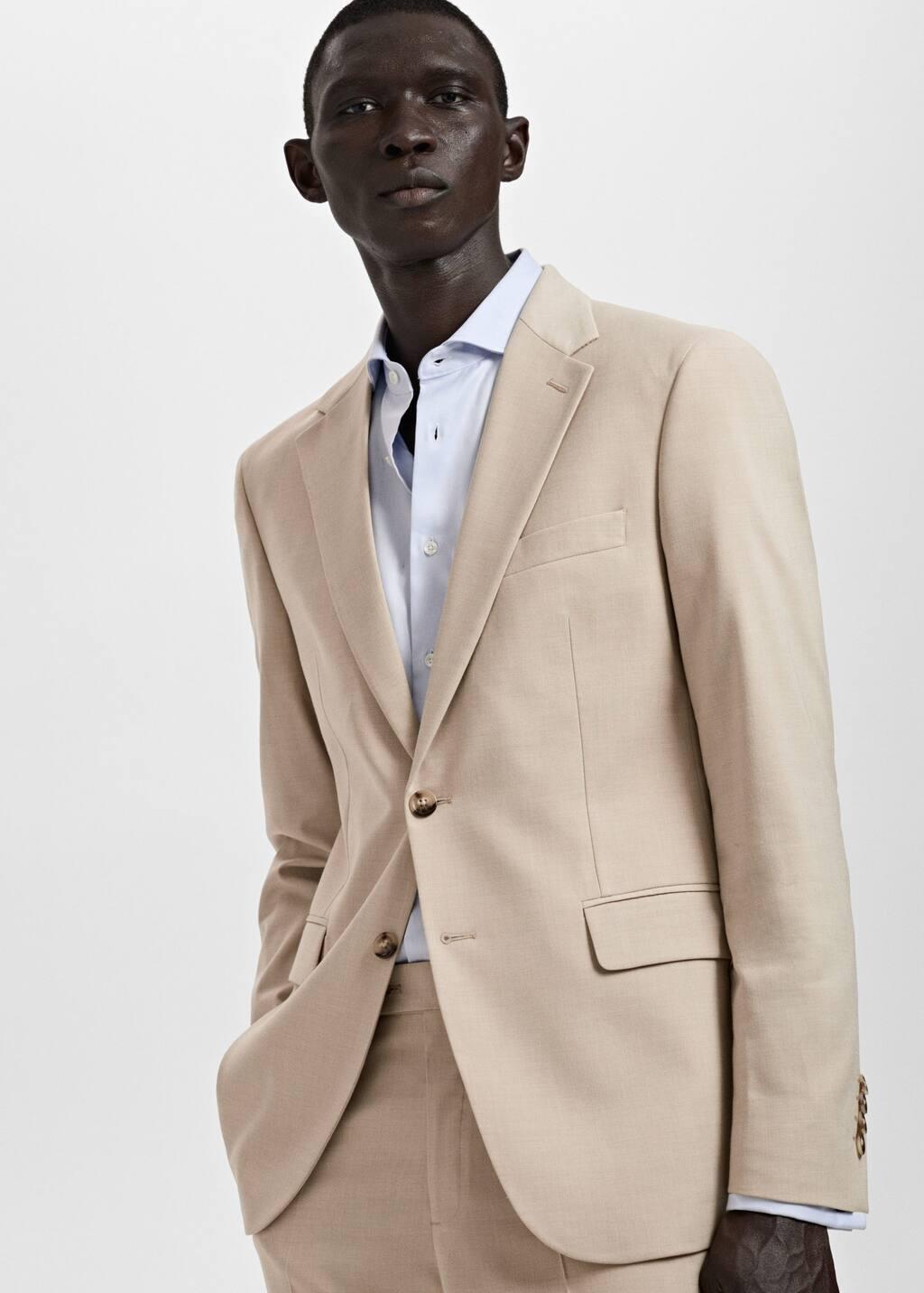 Beige Milan Slim-Fit Suit Jacket, Light Beige, large image number 5