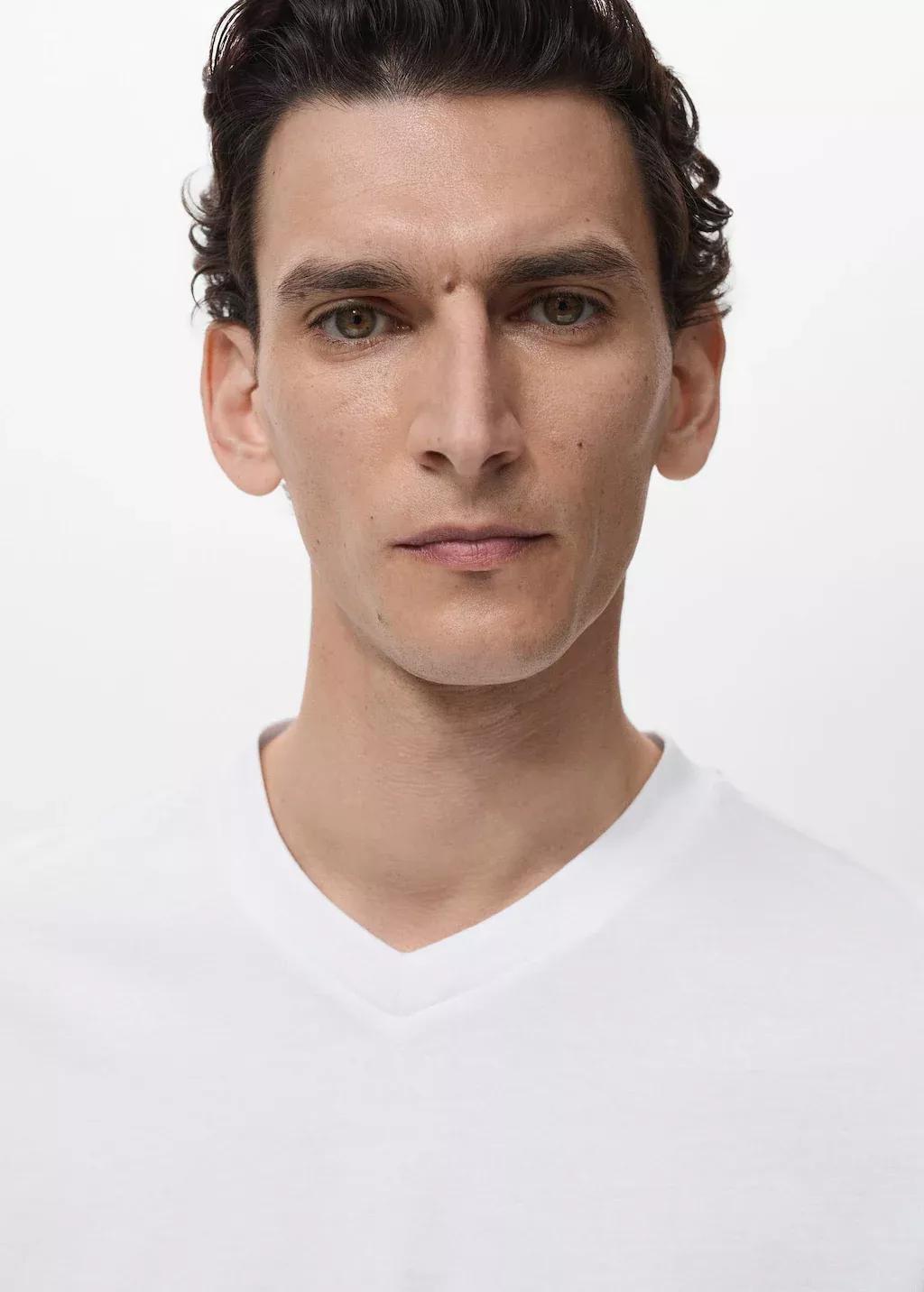 White V-Neck T-Shirt, , large image number 1