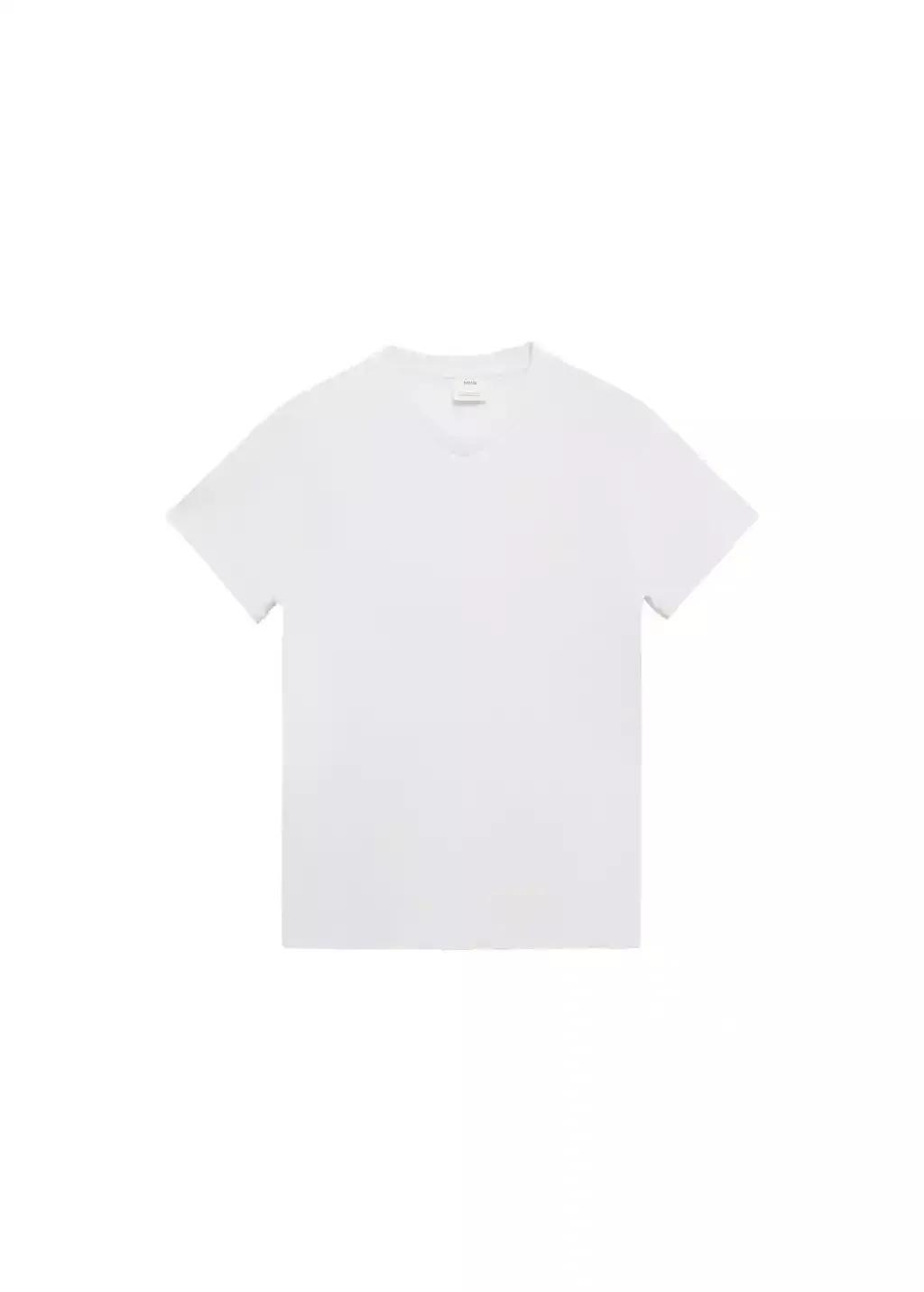 White V-Neck T-Shirt, , large image number 3