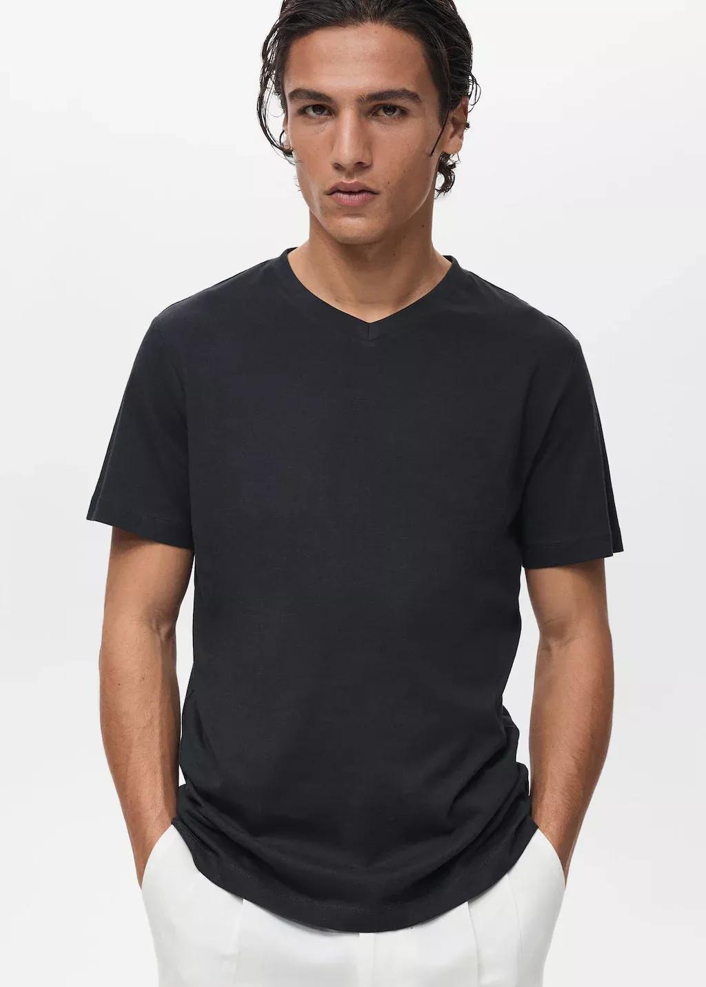 Navy V-Neck T-Shirt, , large image number 0
