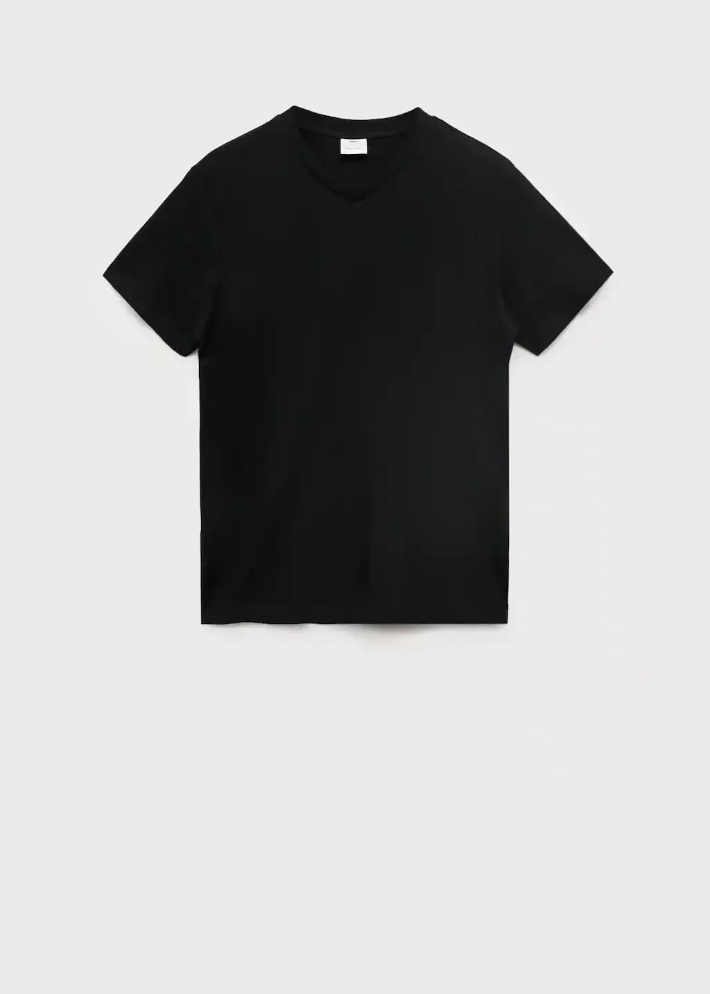 Black V-Neck T-Shirt, , large image number 3