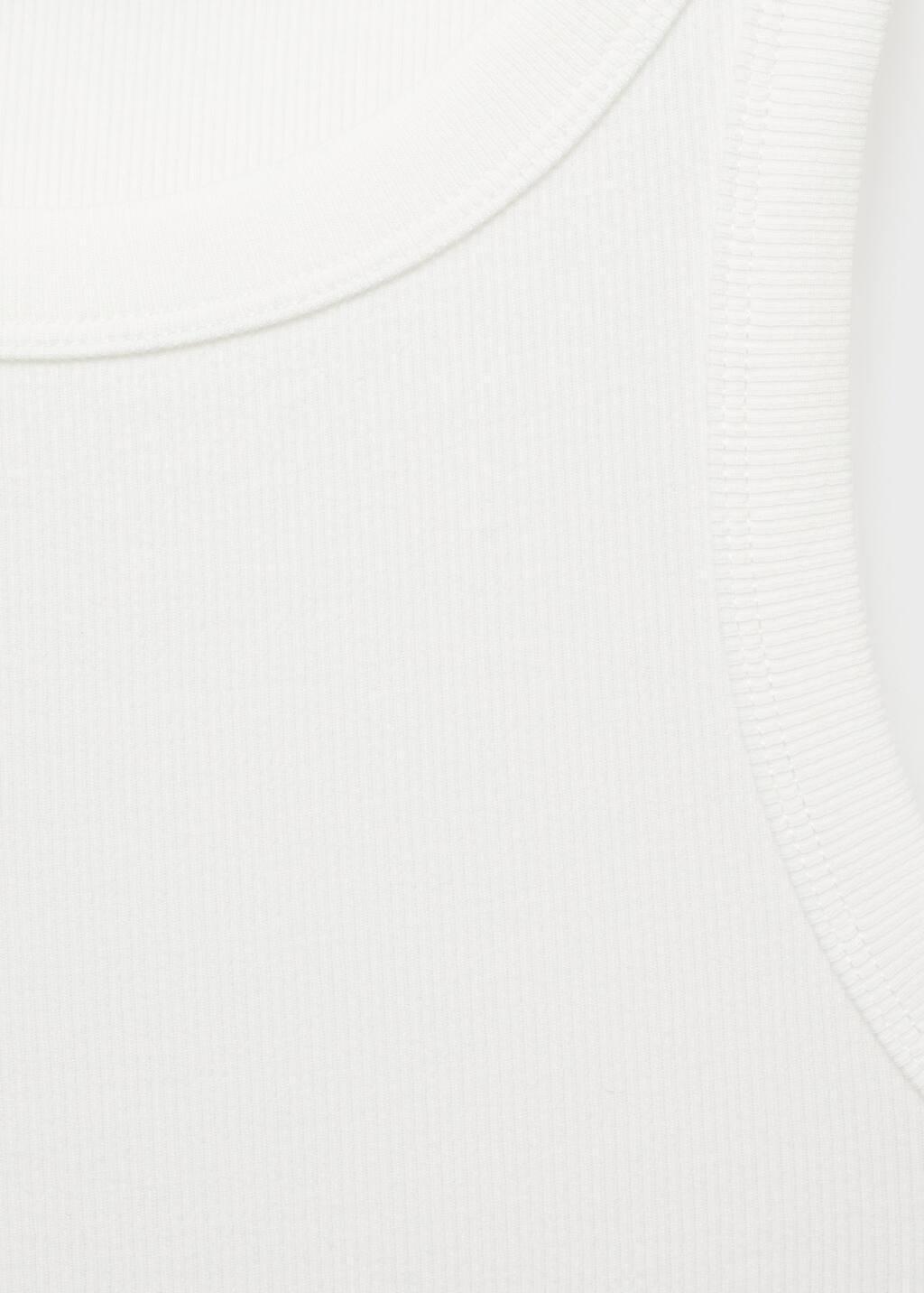 White Ribbed Cotton-Blend Top, White, large image number 4