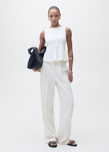 WHITE Peplum top with seam detail, , large image number 1