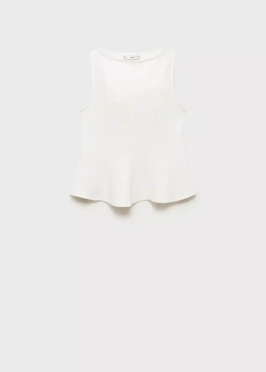 WHITE Peplum top with seam detail, , large image number 3