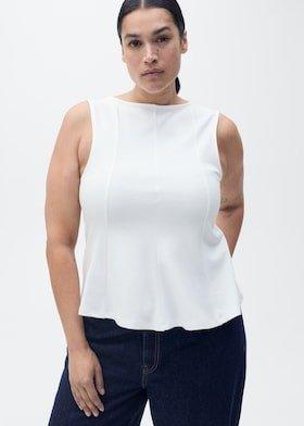 White Peplum Top With Seam Detail, 0201_01, large image number 4