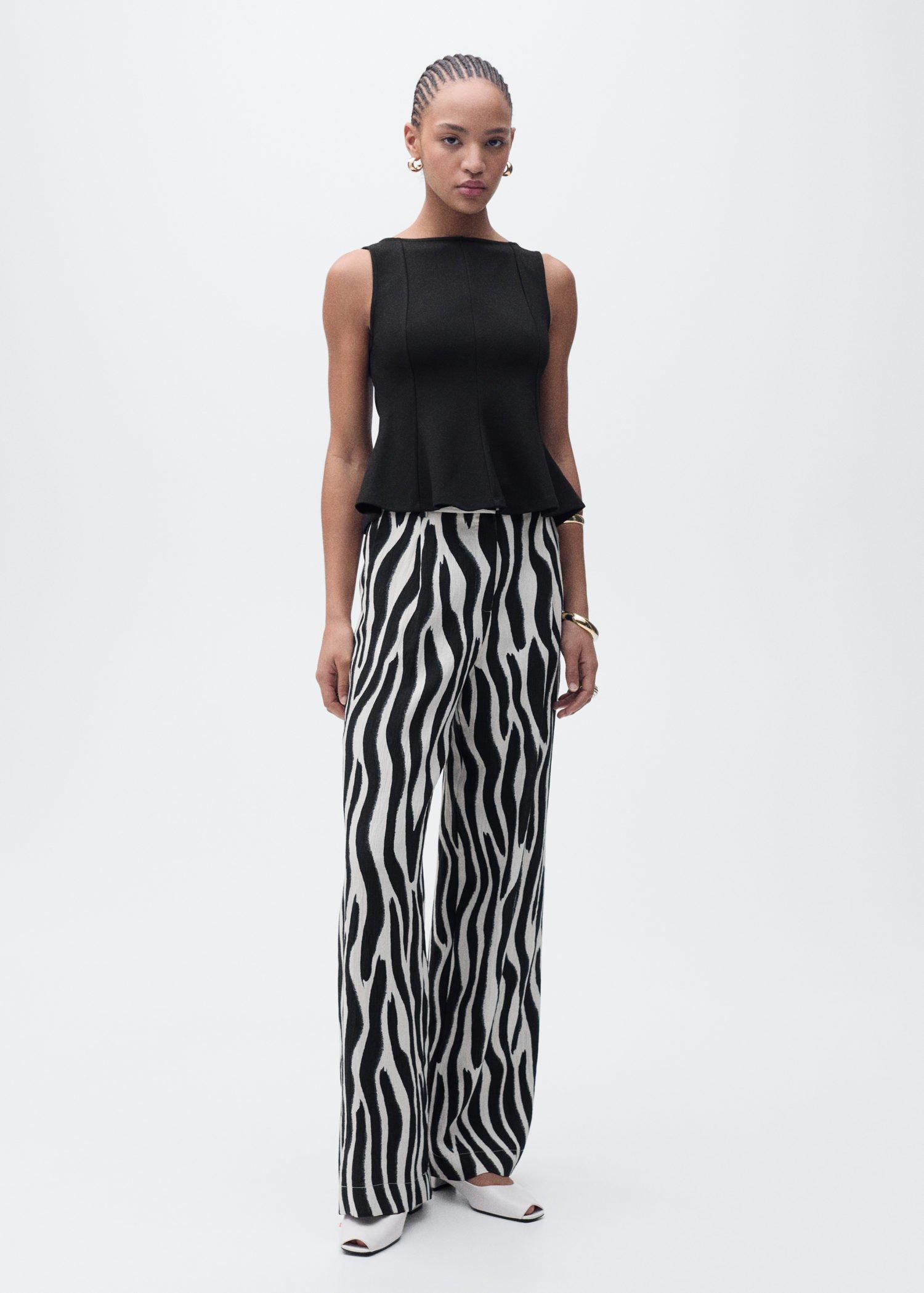 Black Peplum Top With Seam Detail, , large image number 0