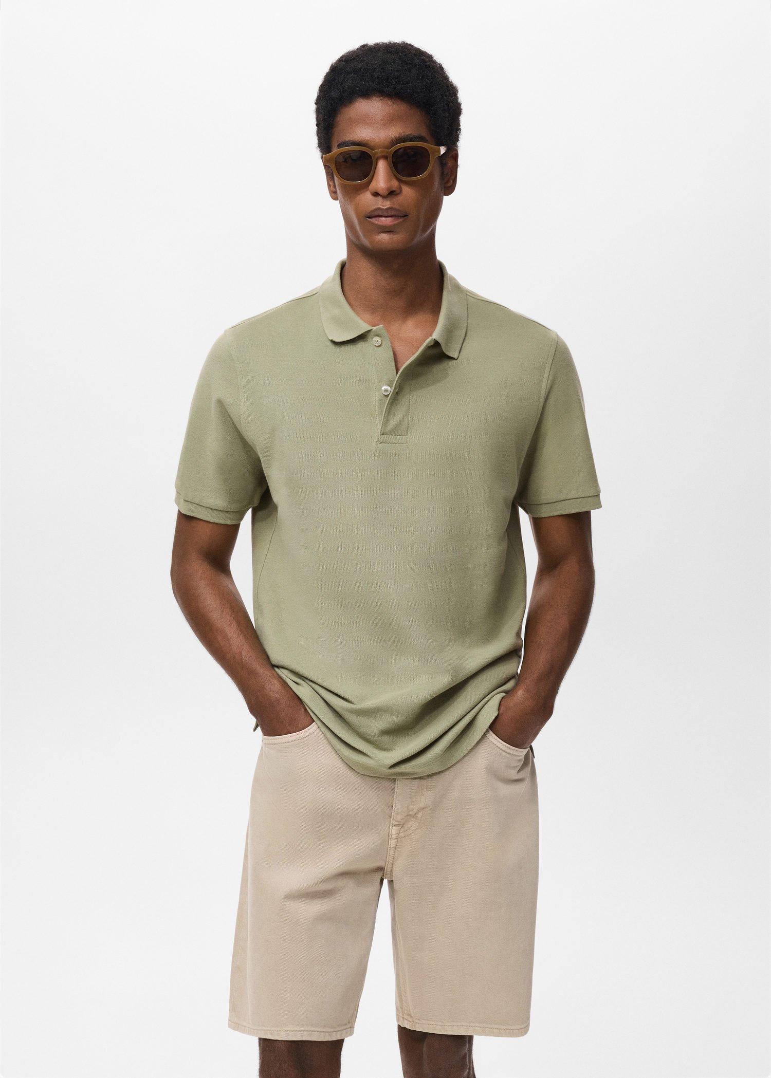 Khaki Regular-Fit Cotton Pique Polo Shirt, Beige - Khaki, large image number 0