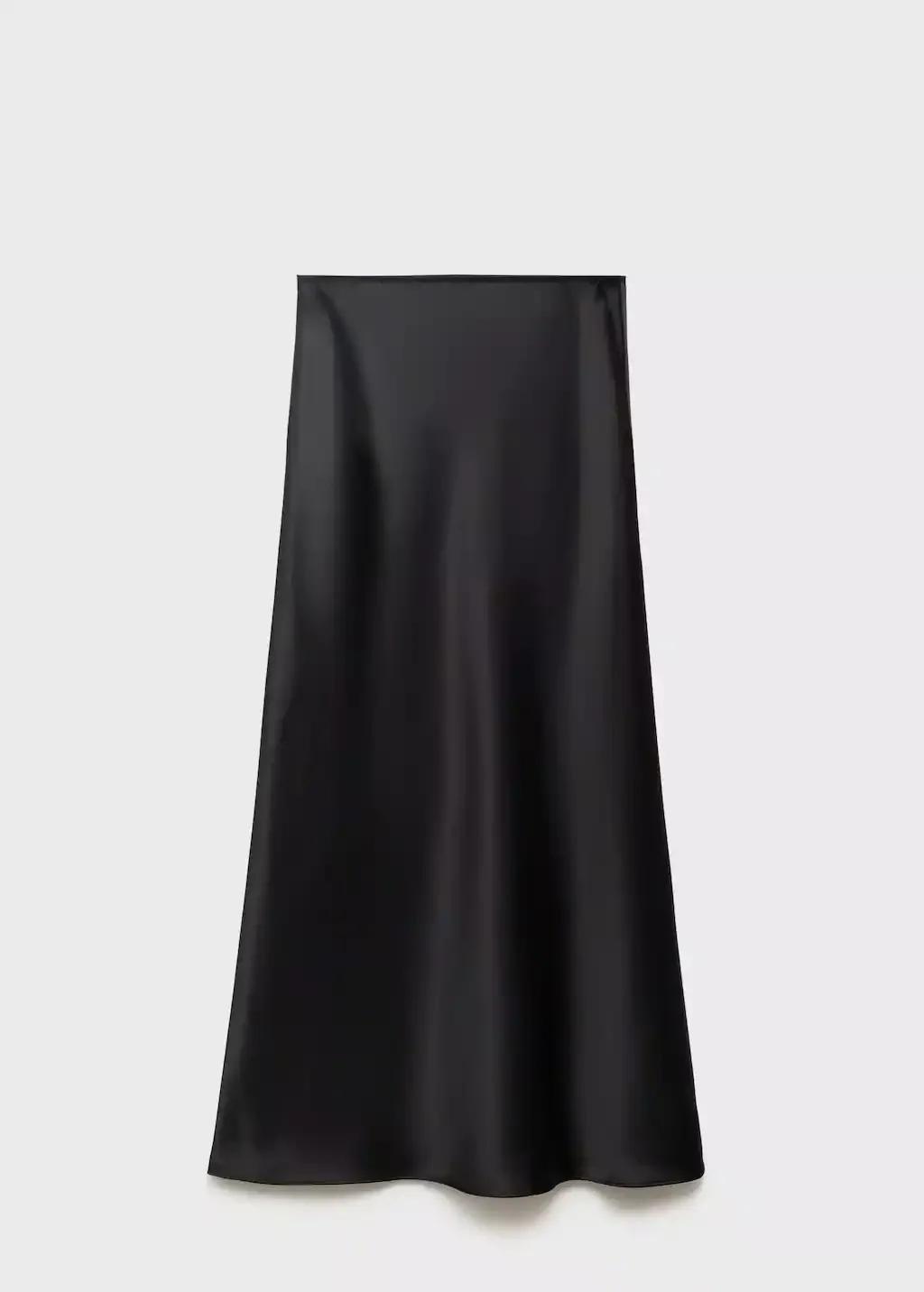 Black Satin Long Skirt, , large image number 3