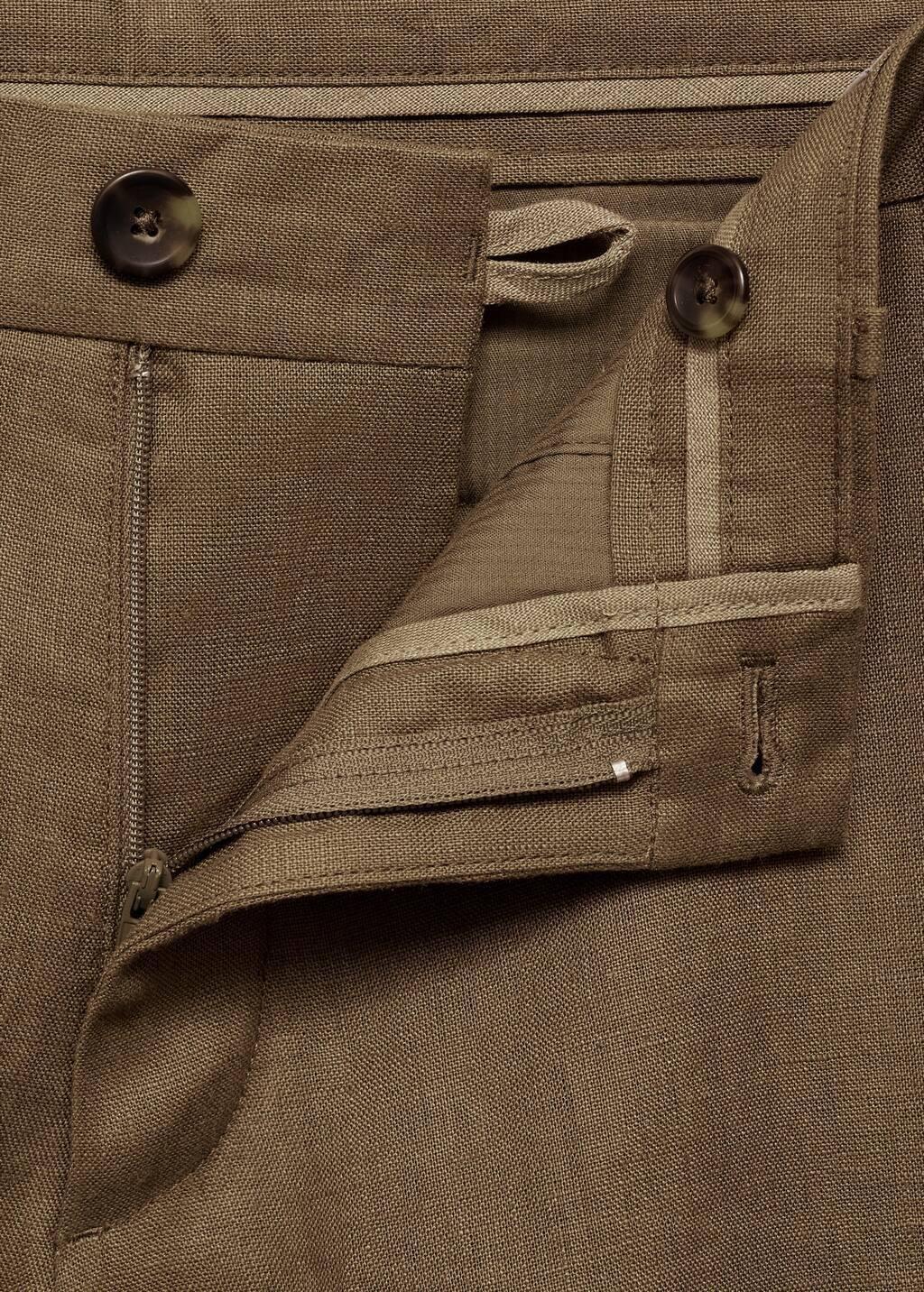 Brown Slim-Fit Linen Bermuda Shorts, , large image number 5
