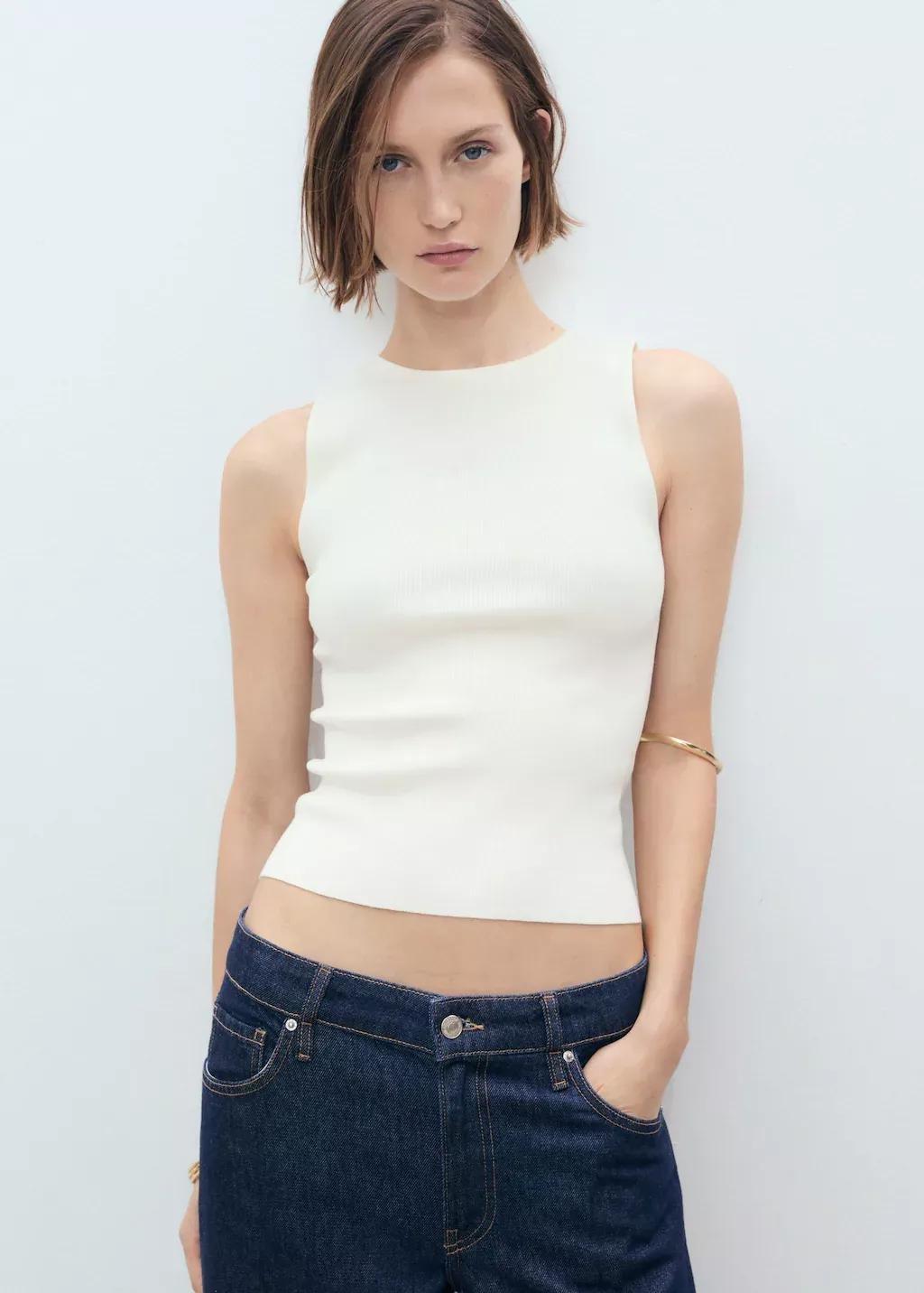 LIGHT BEIGE Fine-knit top, , large image number 0