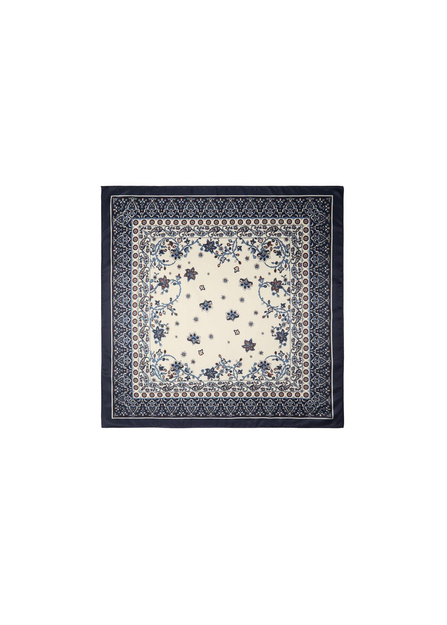 Navy Printed Satin Scarf, 0201_56, large image number 3