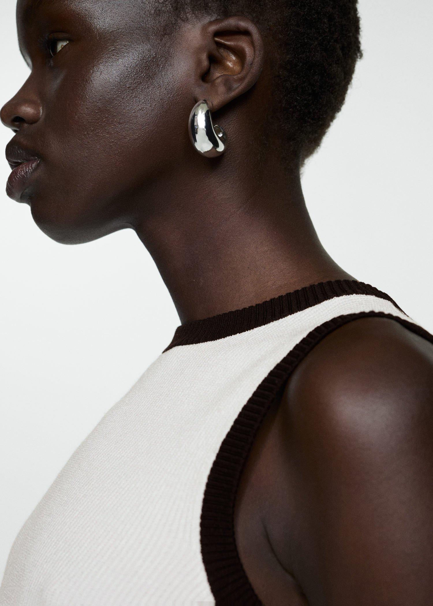 Beige Knitted Top With Contrasting Piping, 0201_05, large image number 4