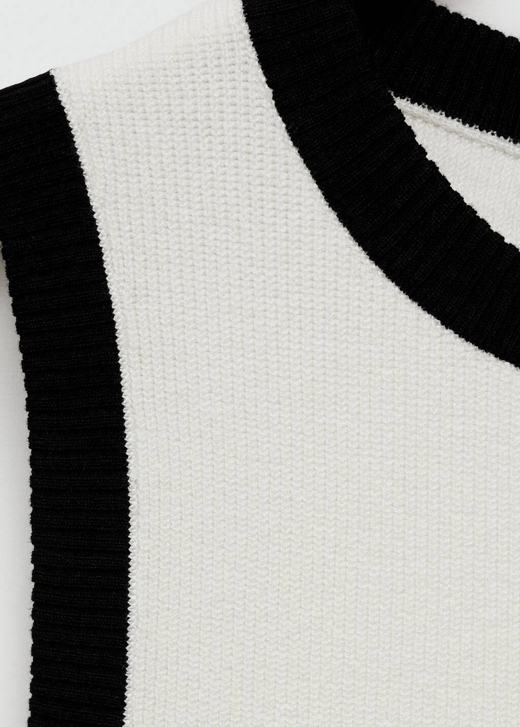 Beige Knitted Top With Contrasting Piping, 0201_05, large image number 5