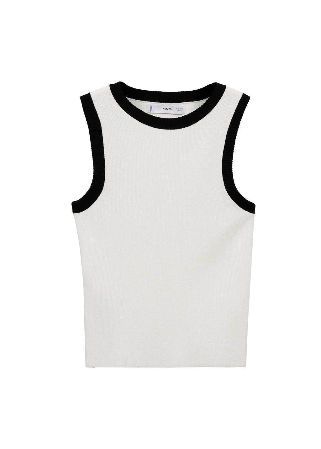 Beige Knitted Top With Contrasting Piping, 0201_05, large image number 8