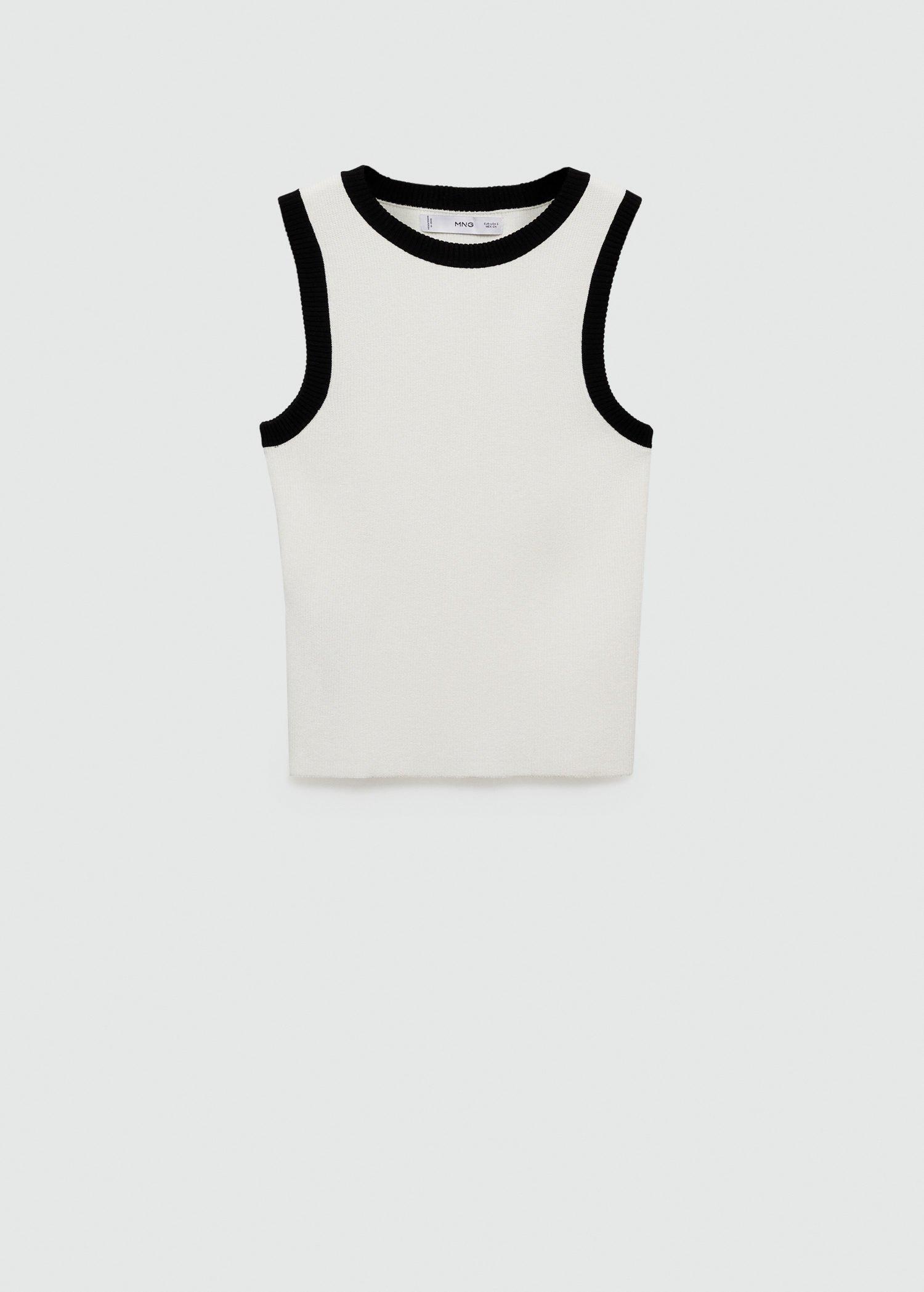 Beige Knitted Top With Contrasting Piping, 0201_05, large image number 9