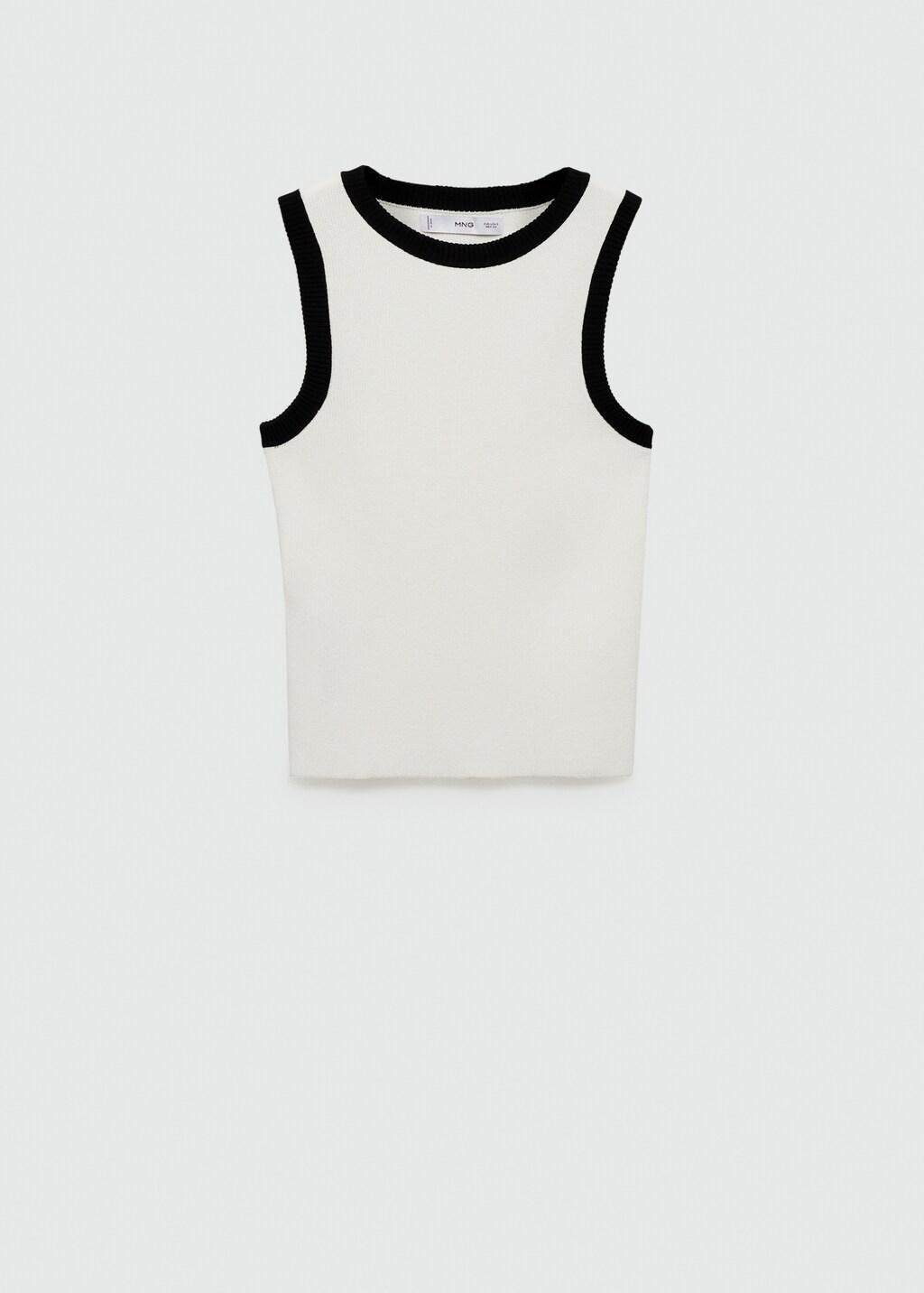 Beige Knitted Top With Contrasting Piping, 0201_05, large image number 12