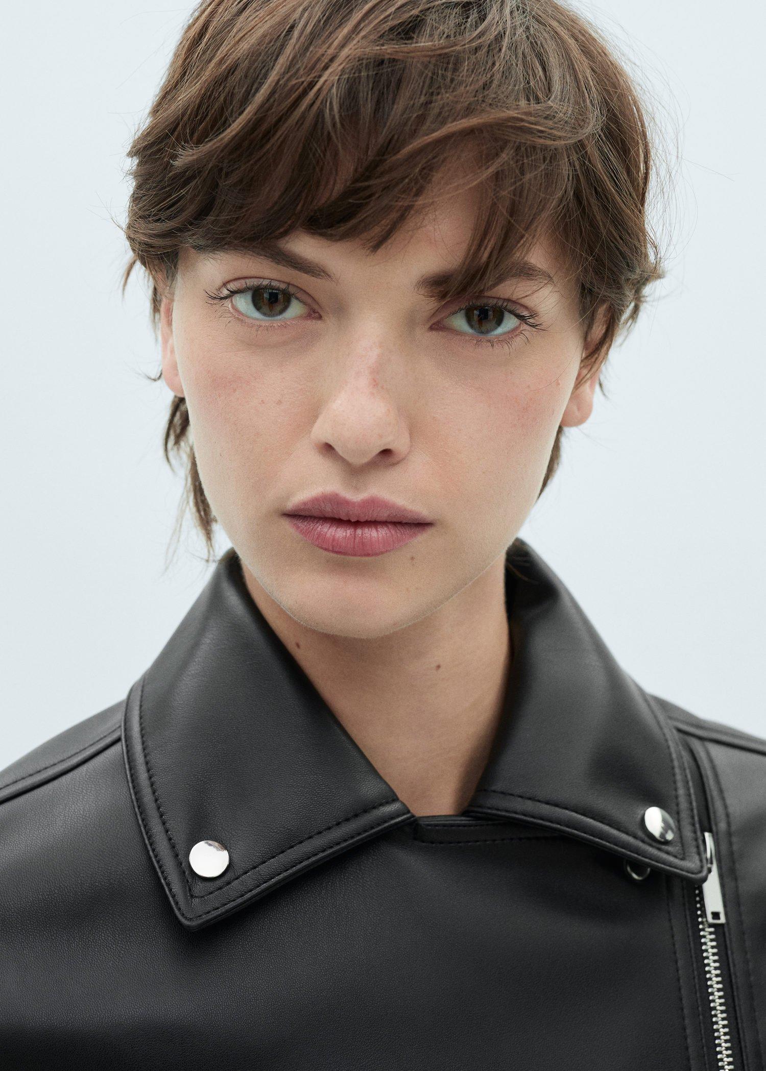 Black Leather-Effect Biker Jacket, 0201_99, large image number 0