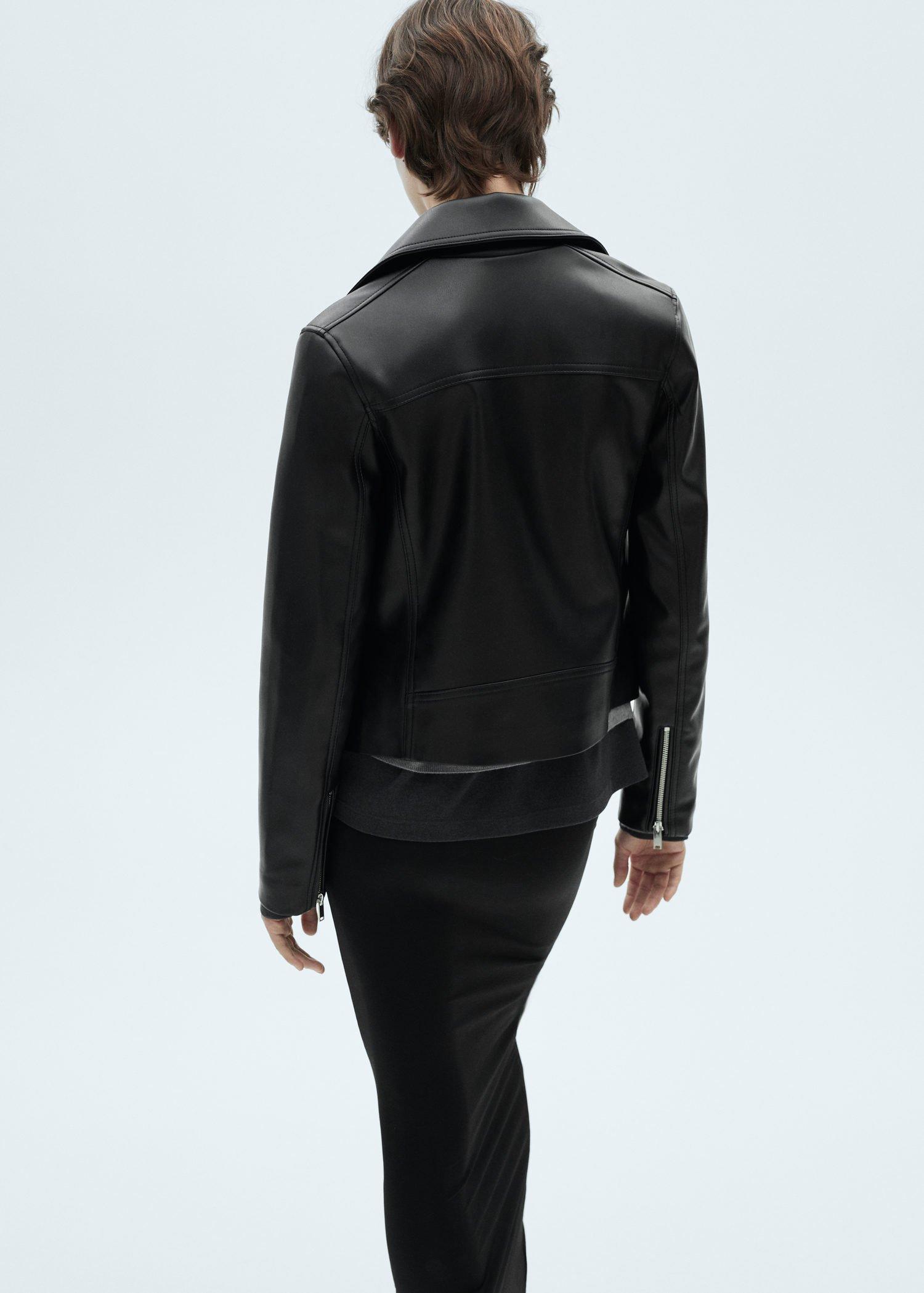 Black Leather-Effect Biker Jacket, 0201_99, large image number 2
