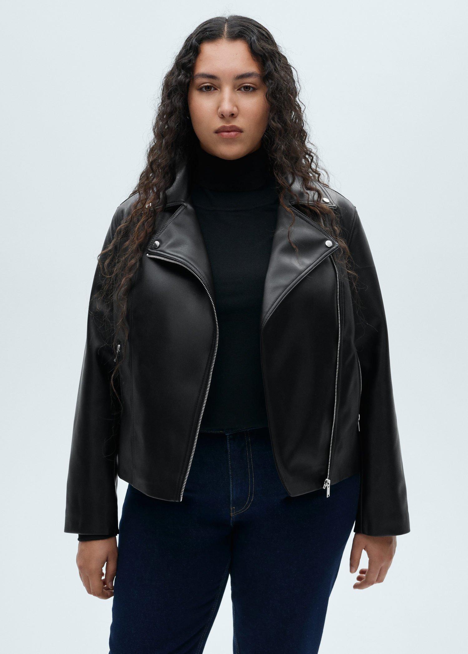Black Leather-Effect Biker Jacket, 0201_99, large image number 4