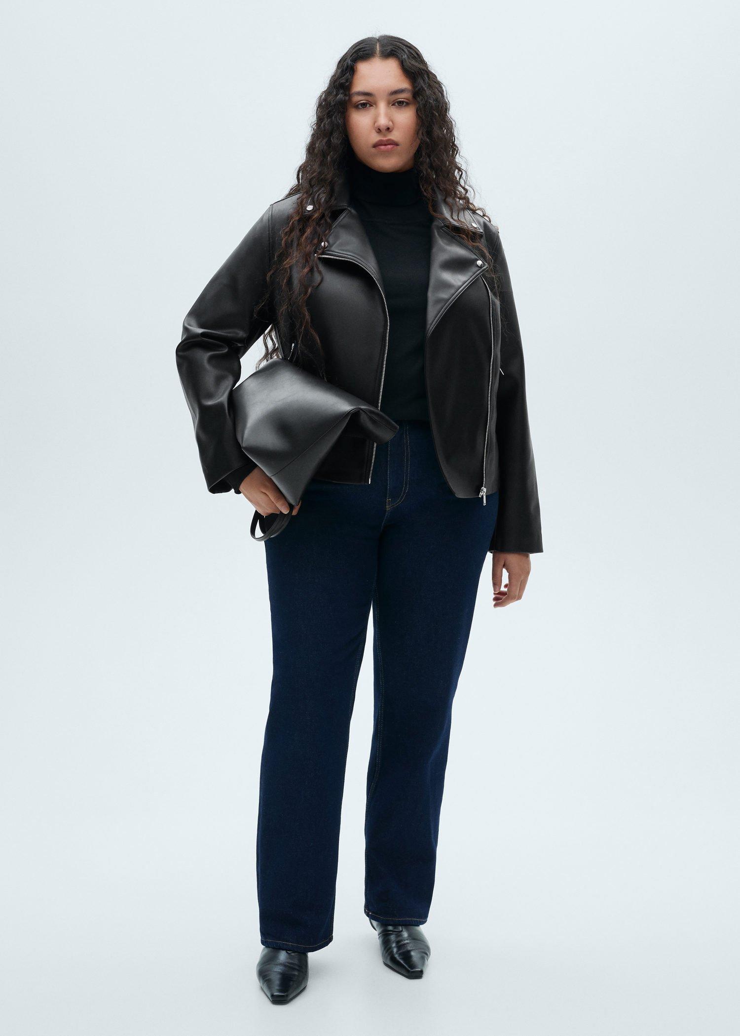 Black Leather-Effect Biker Jacket, 0201_99, large image number 5