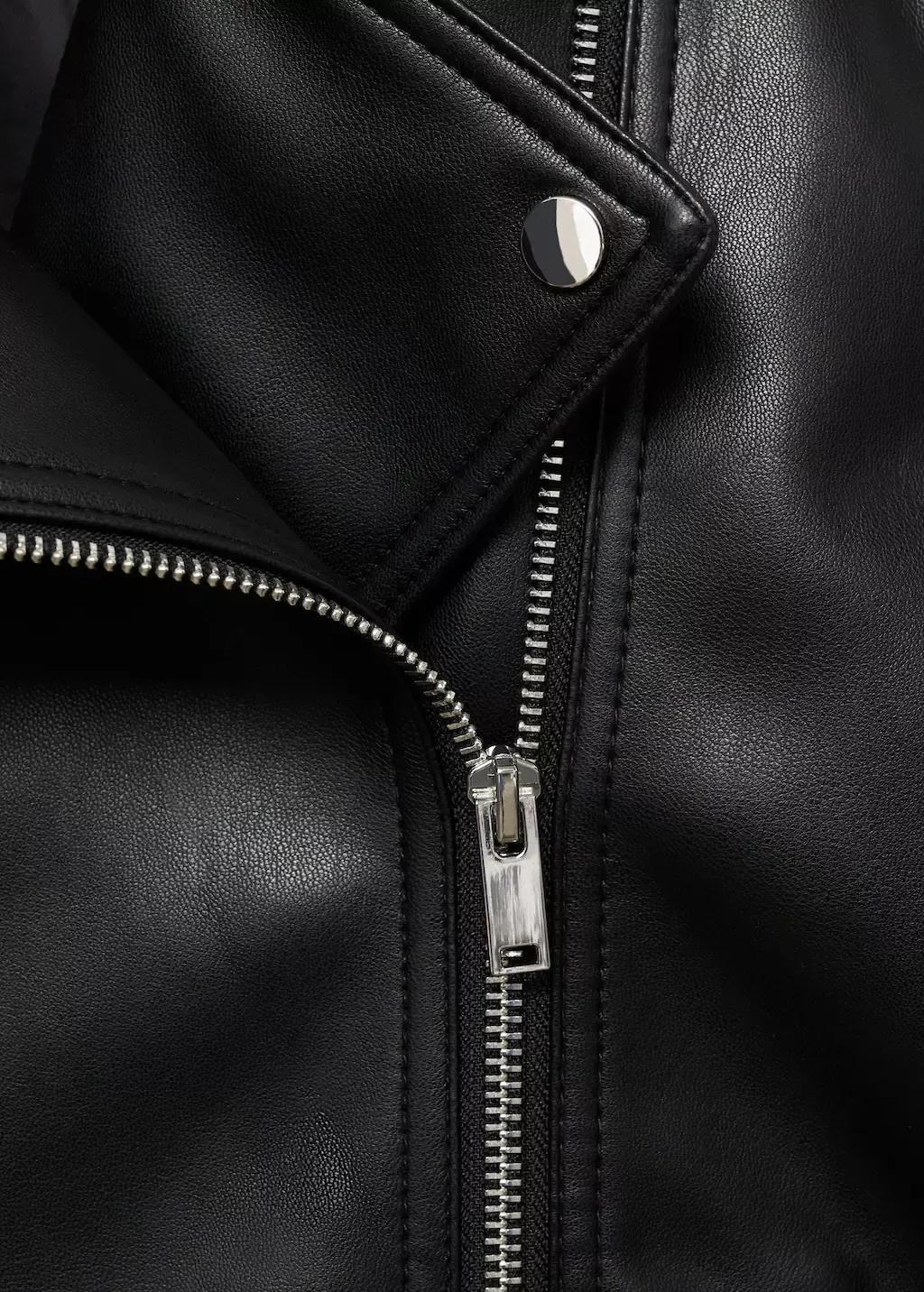 Black Leather Effect Biker Jacket, Black, large image number 13