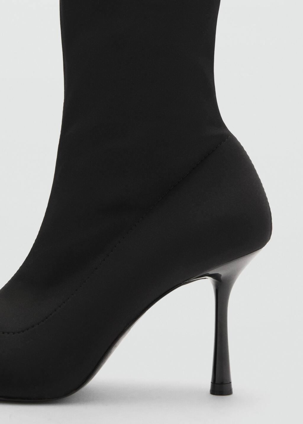 Black Heel Sock Boots, Black, large image number 1