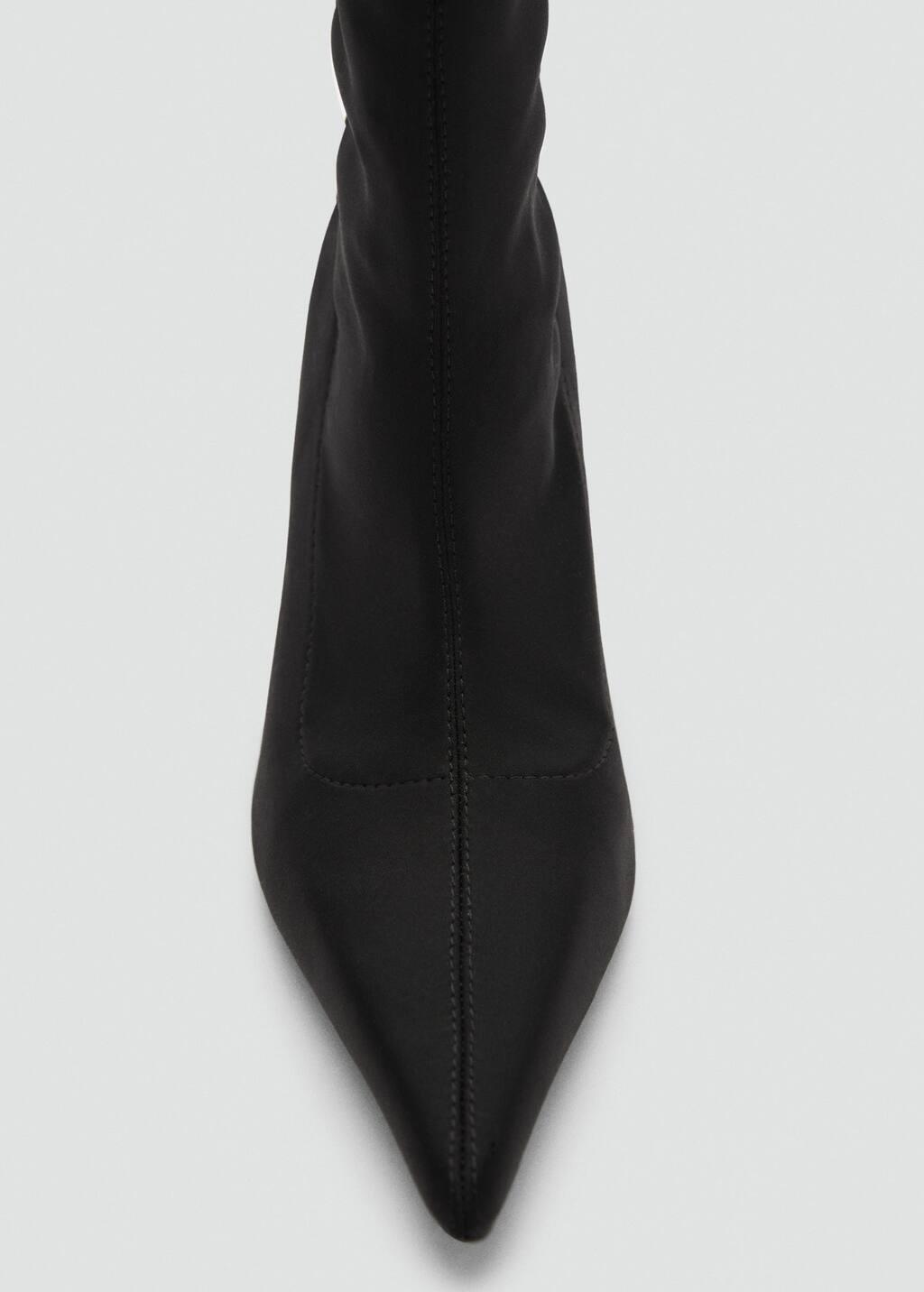 Black Heel Sock Boots, Black, medium