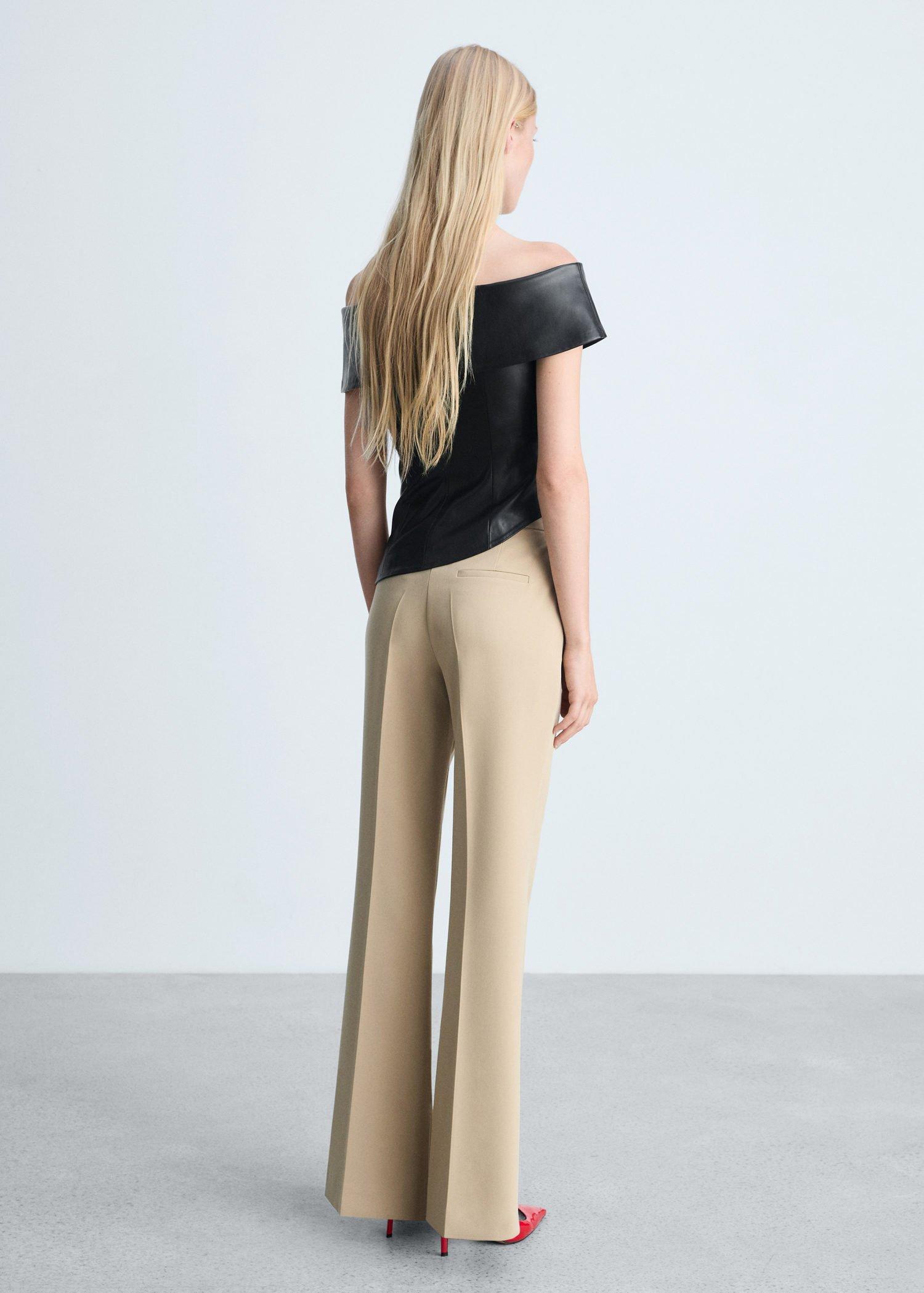 BLACK Leather-effect top with open shoulders, Black, large image number 6