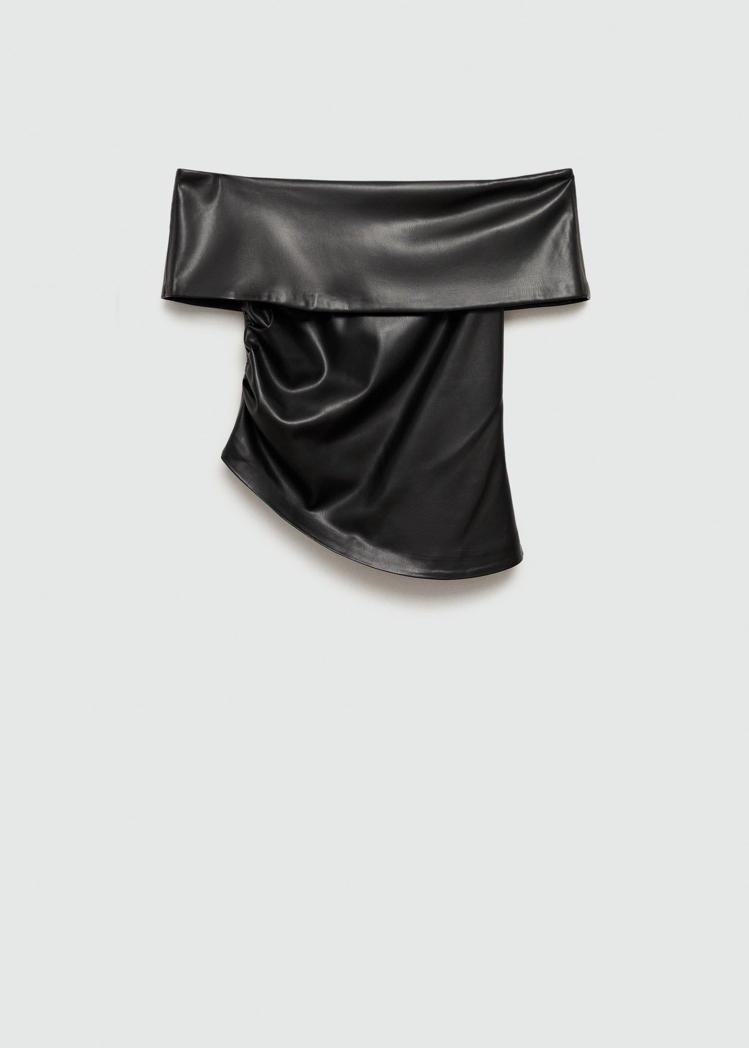 BLACK Leather-effect top with open shoulders, Black, large image number 7