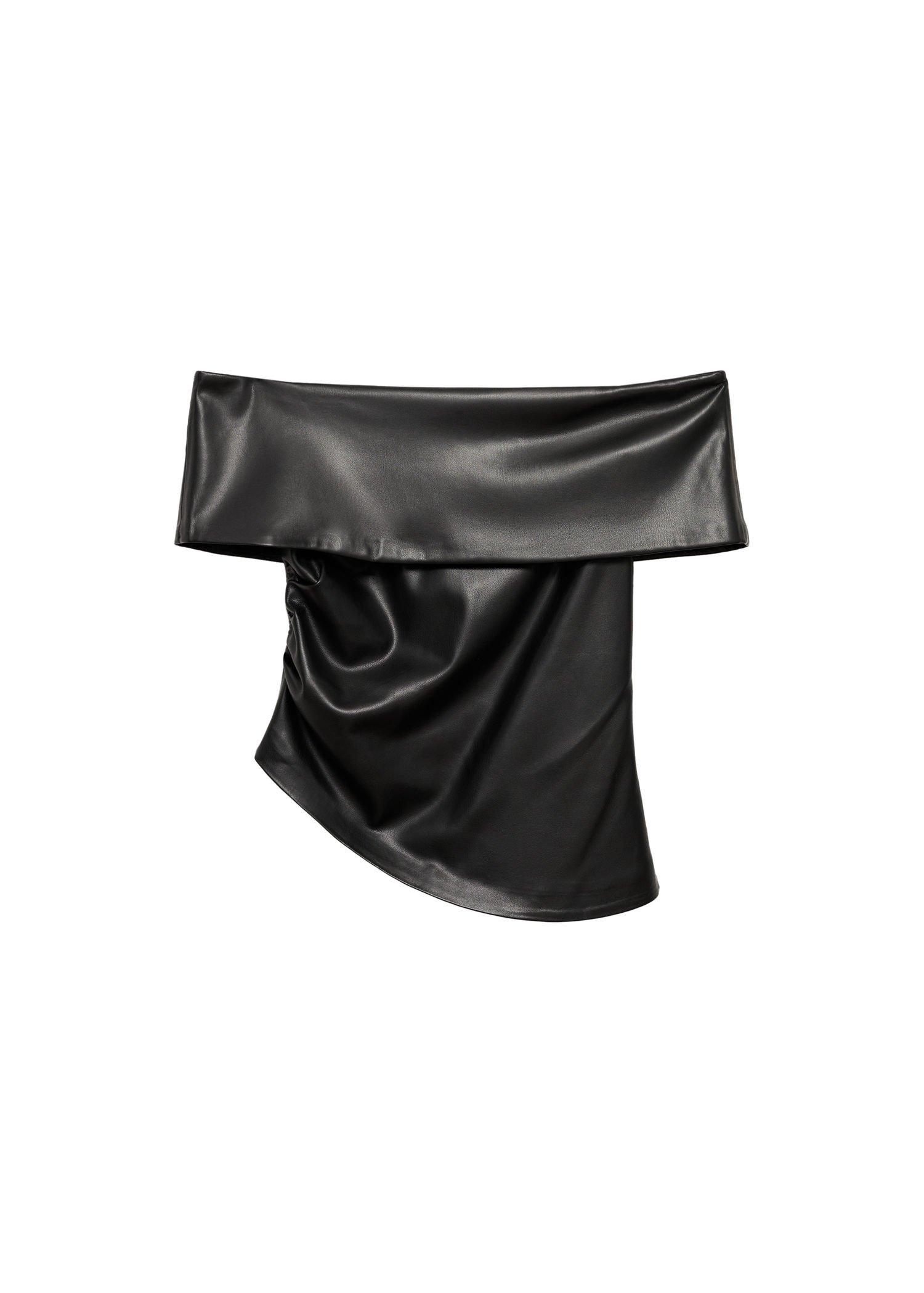 BLACK Leather-effect top with open shoulders, Black, large image number 10