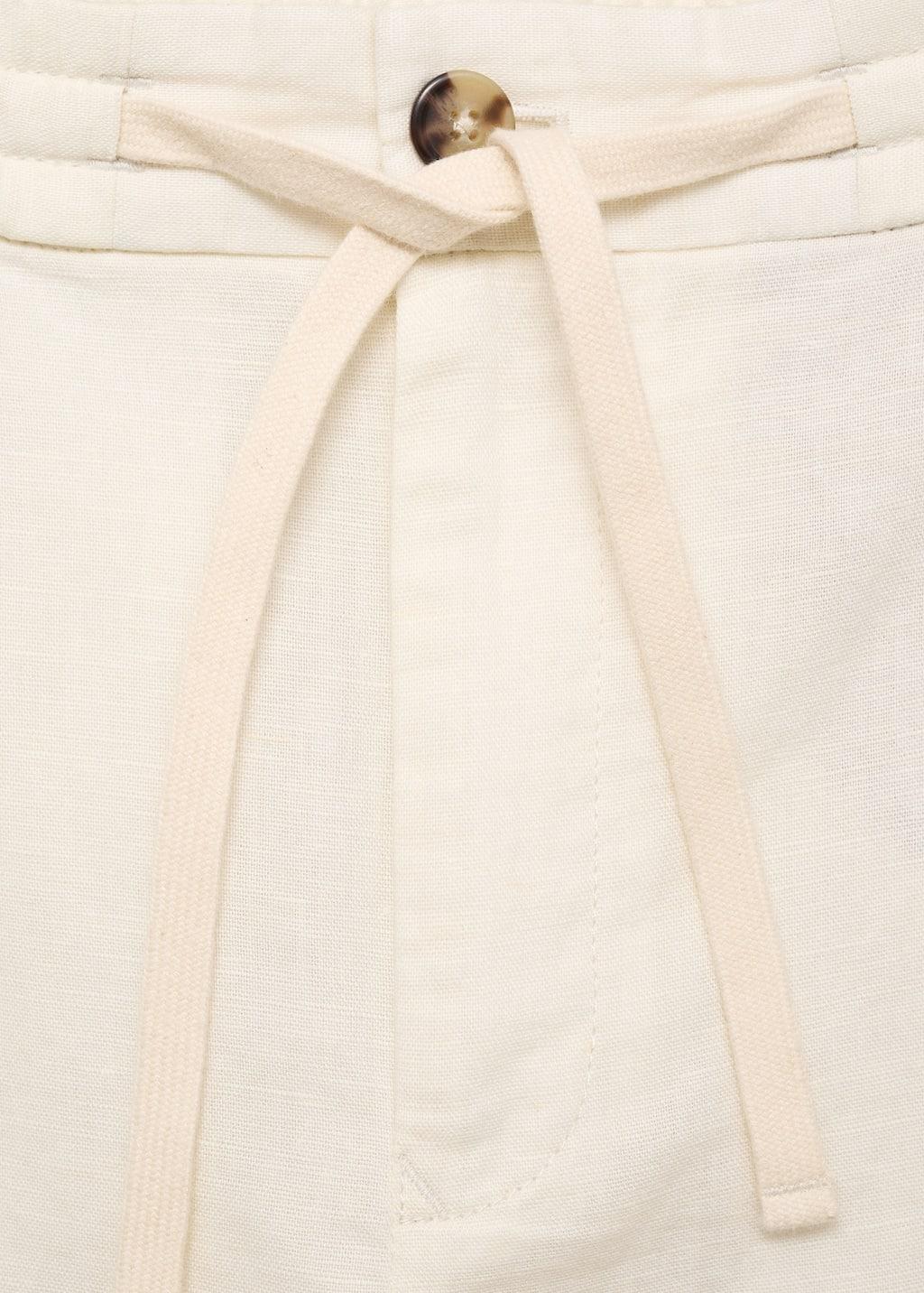 White Slim-Fit Trousers With Drawstring, , large image number 5