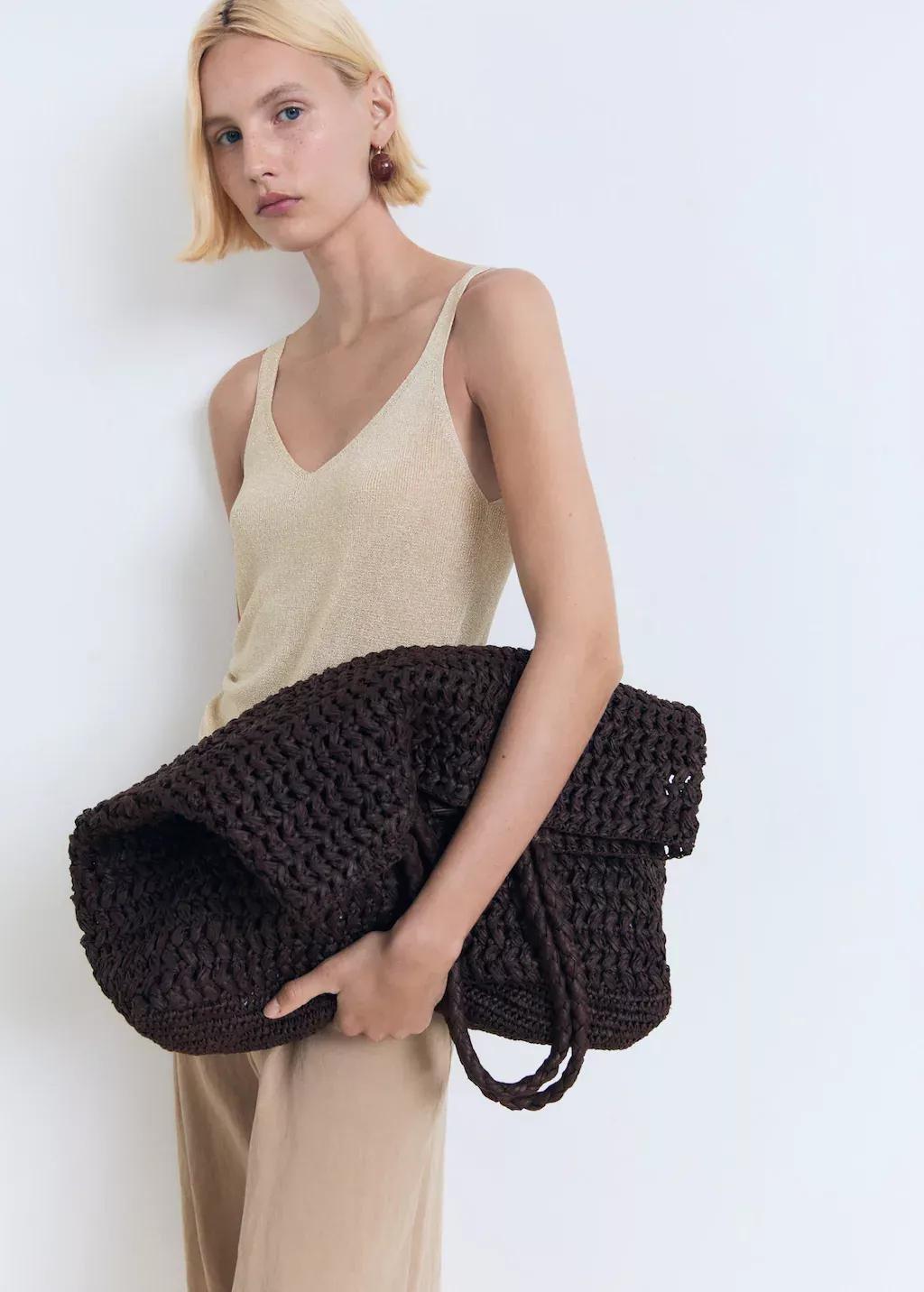 Gold Lurex Knitted V-Neck Top, , large image number 0