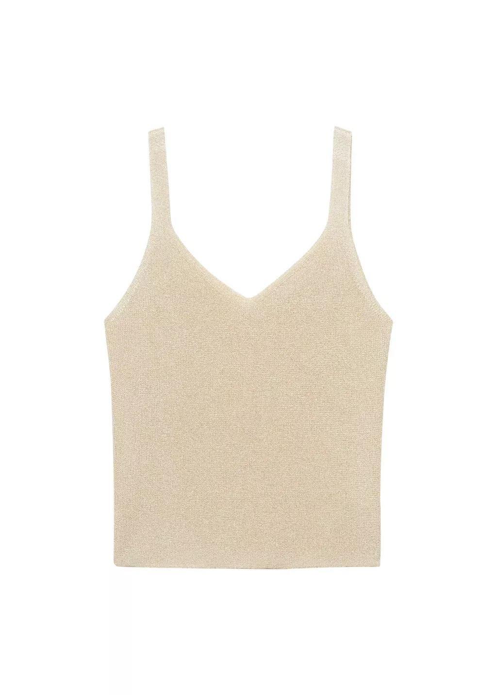 Gold Lurex Knitted V-Neck Top, , large image number 3
